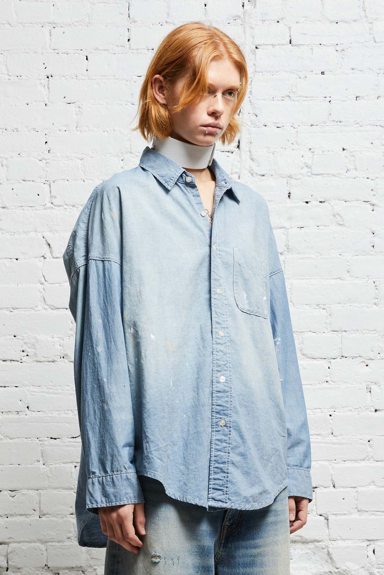 LONG SLEEVE BUTTON UP BLUE CHAMBRAY R13