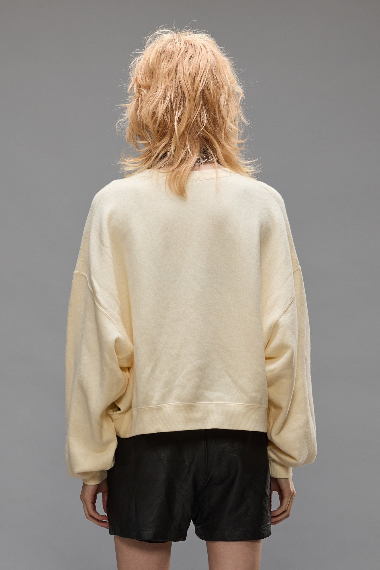 CROPPED R13 CREWNECK SWEATER - NATURAL - R13