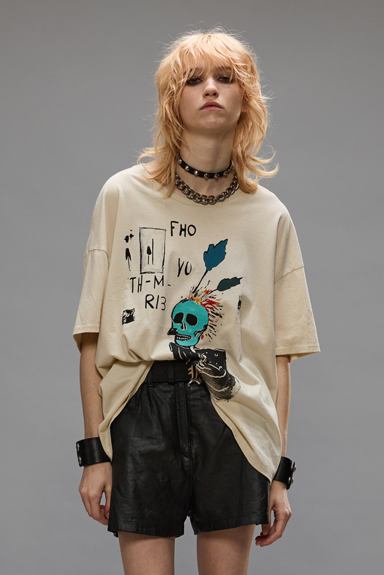 RELAXED PUNK SKETCH TEE - NATURAL - R13