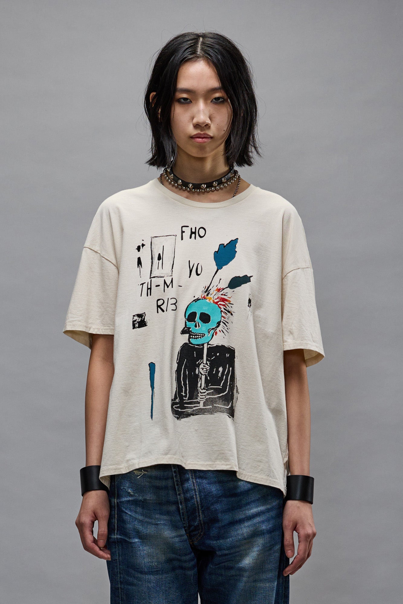 RELAXED PUNK SKETCH TEE - NATURAL - R13