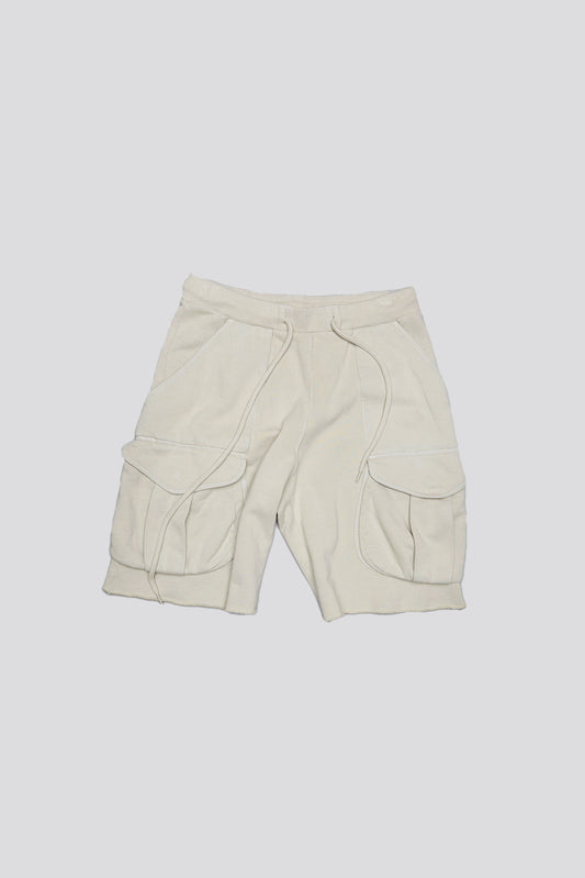 MULTIPOCKET RELAXED SWEATSHORTS - LIGHT STONE