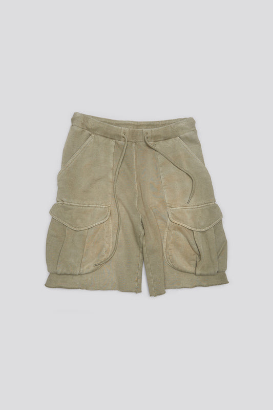 MULTIPOCKET RELAXED SWEATSHORTS - FADED OLIVE