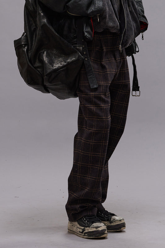 RELAXED TROUSER - DARK BROWN PLAID