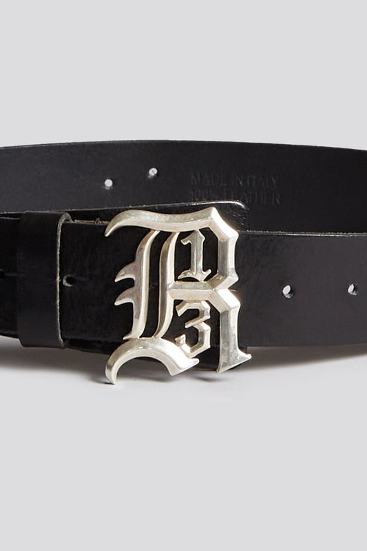 R13 LOGO BUCKLE BELT - BLACK