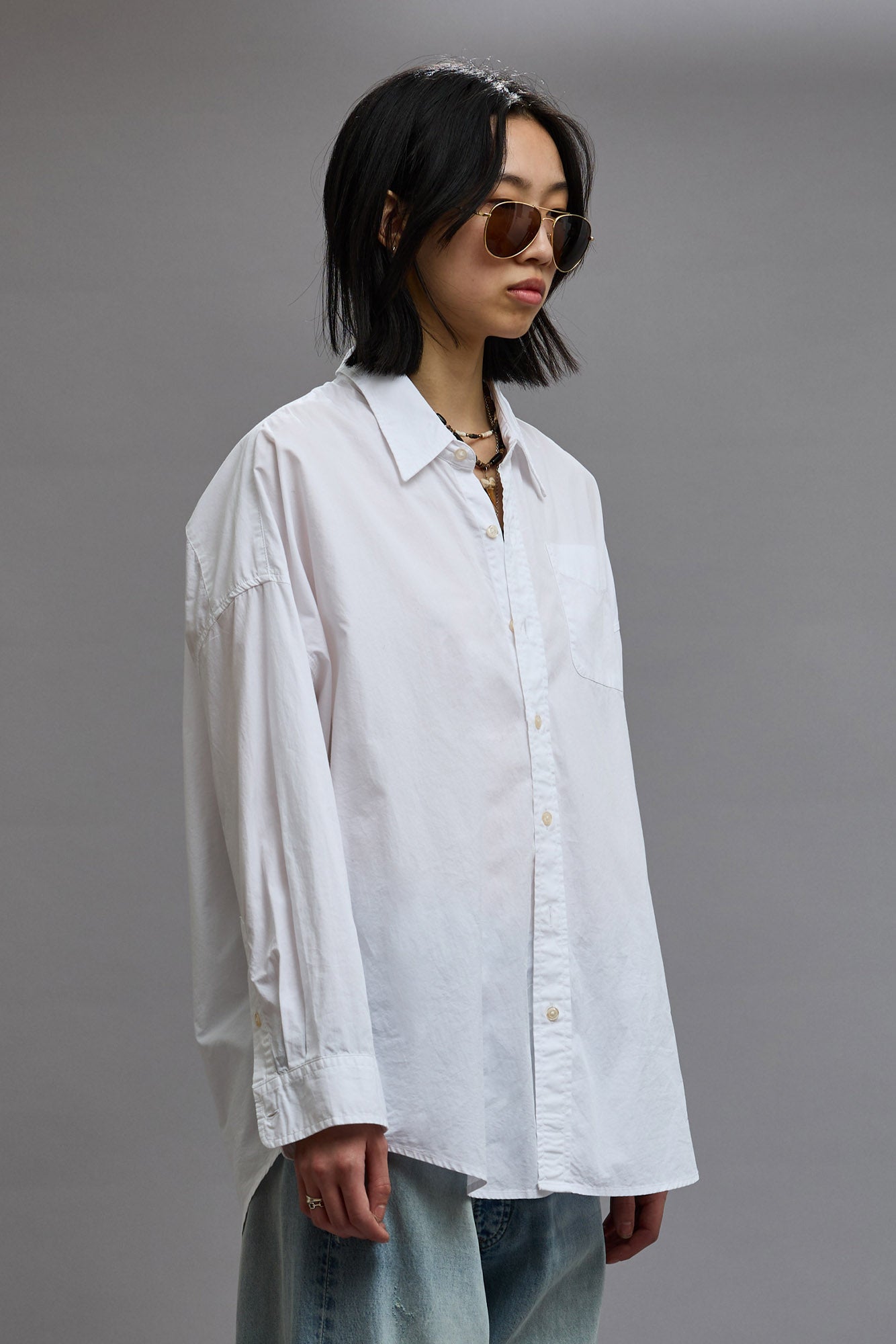 DROP NECK SHIRT - WHITE