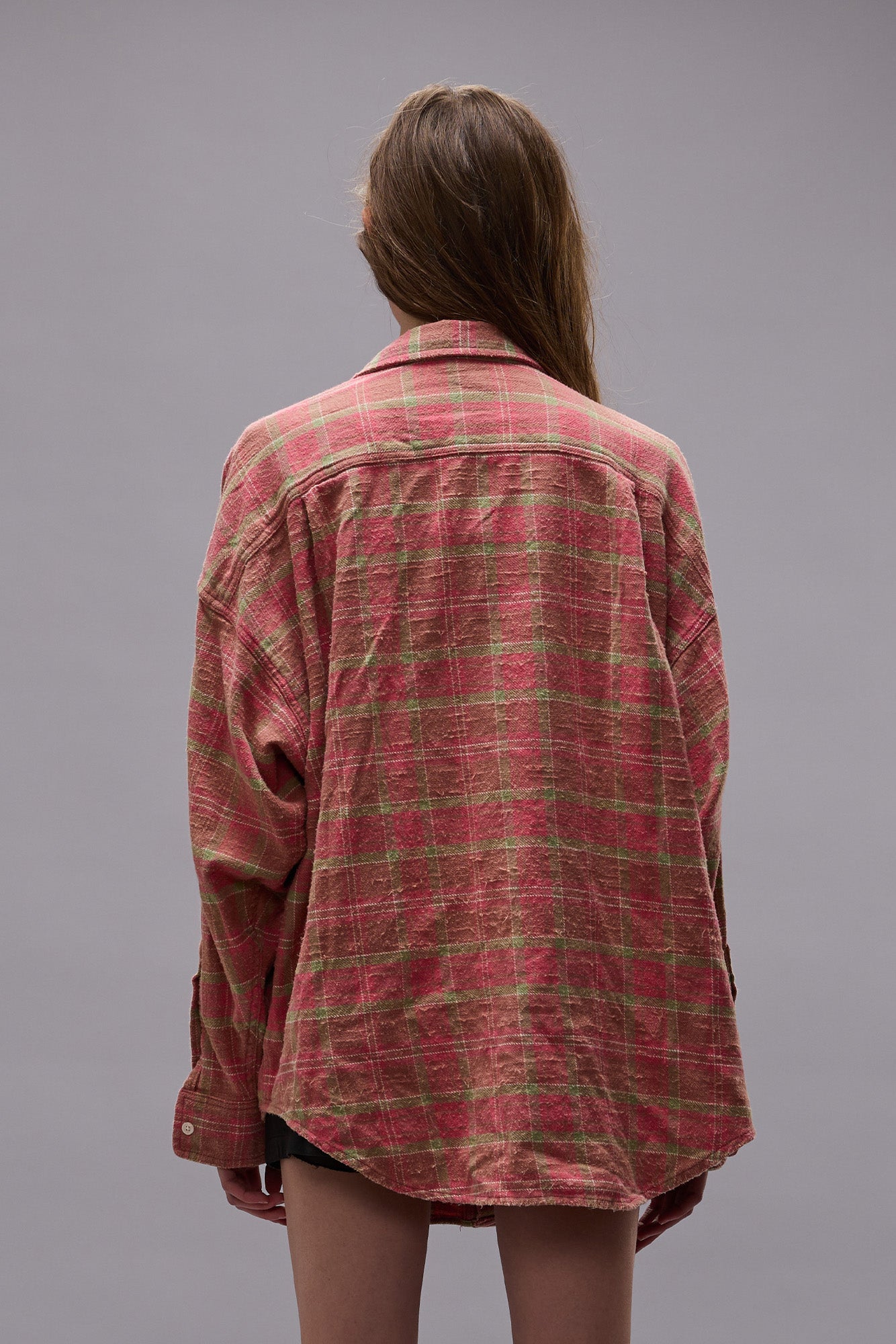 ASYMMETRICAL SHIRT - PINK PLAID - R13