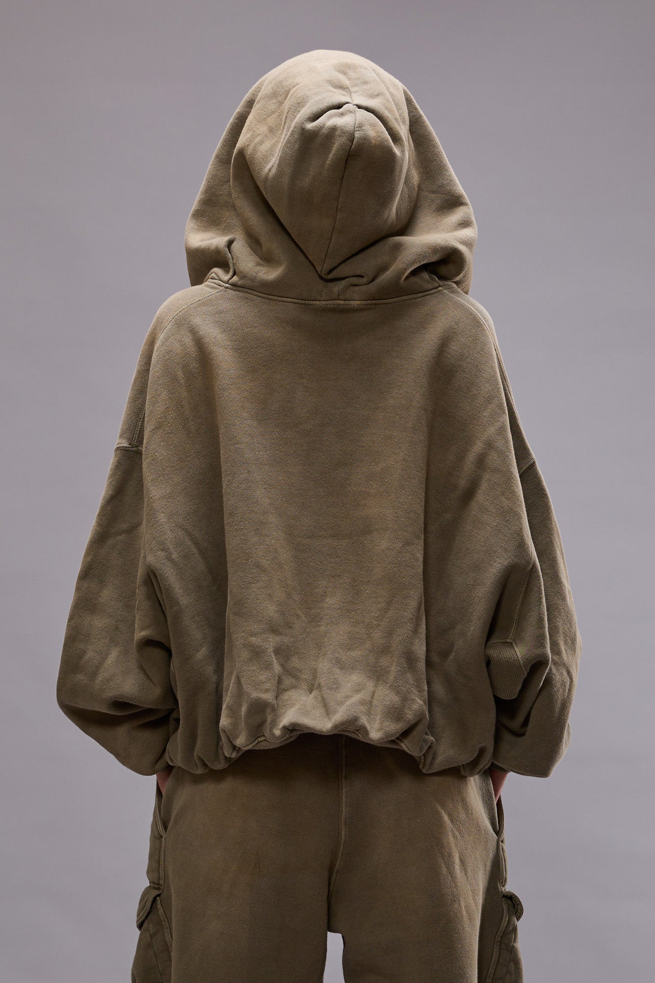 BALLOON ZIP-UP HOODIE - FADED OLIVE - R13