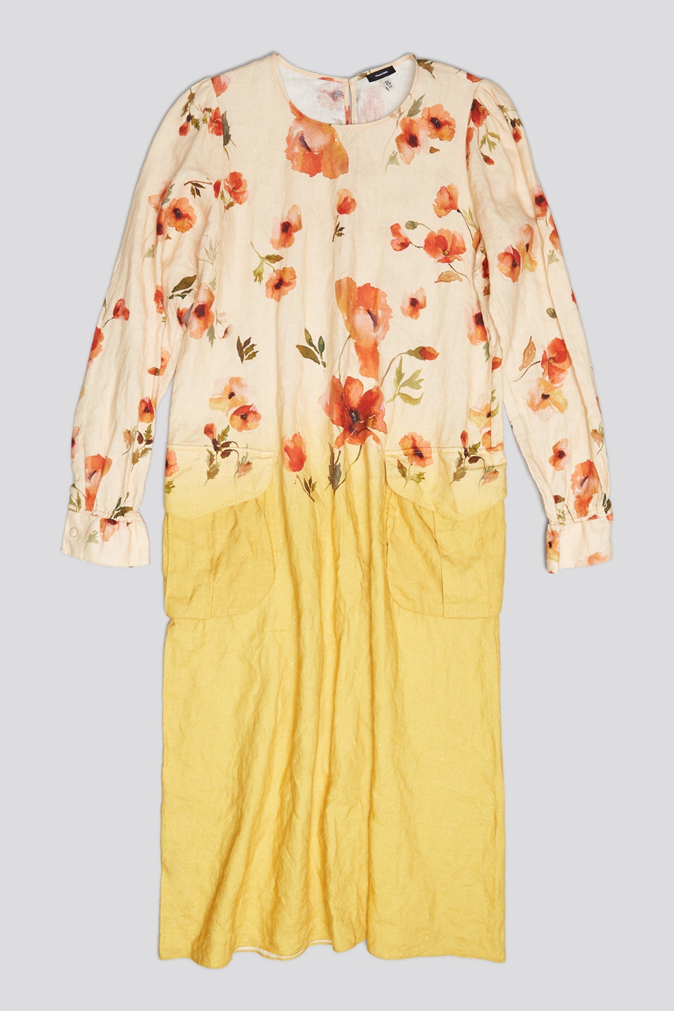 BELLOW POCKET DRESS - YELLOW POPPY PRINT - R13