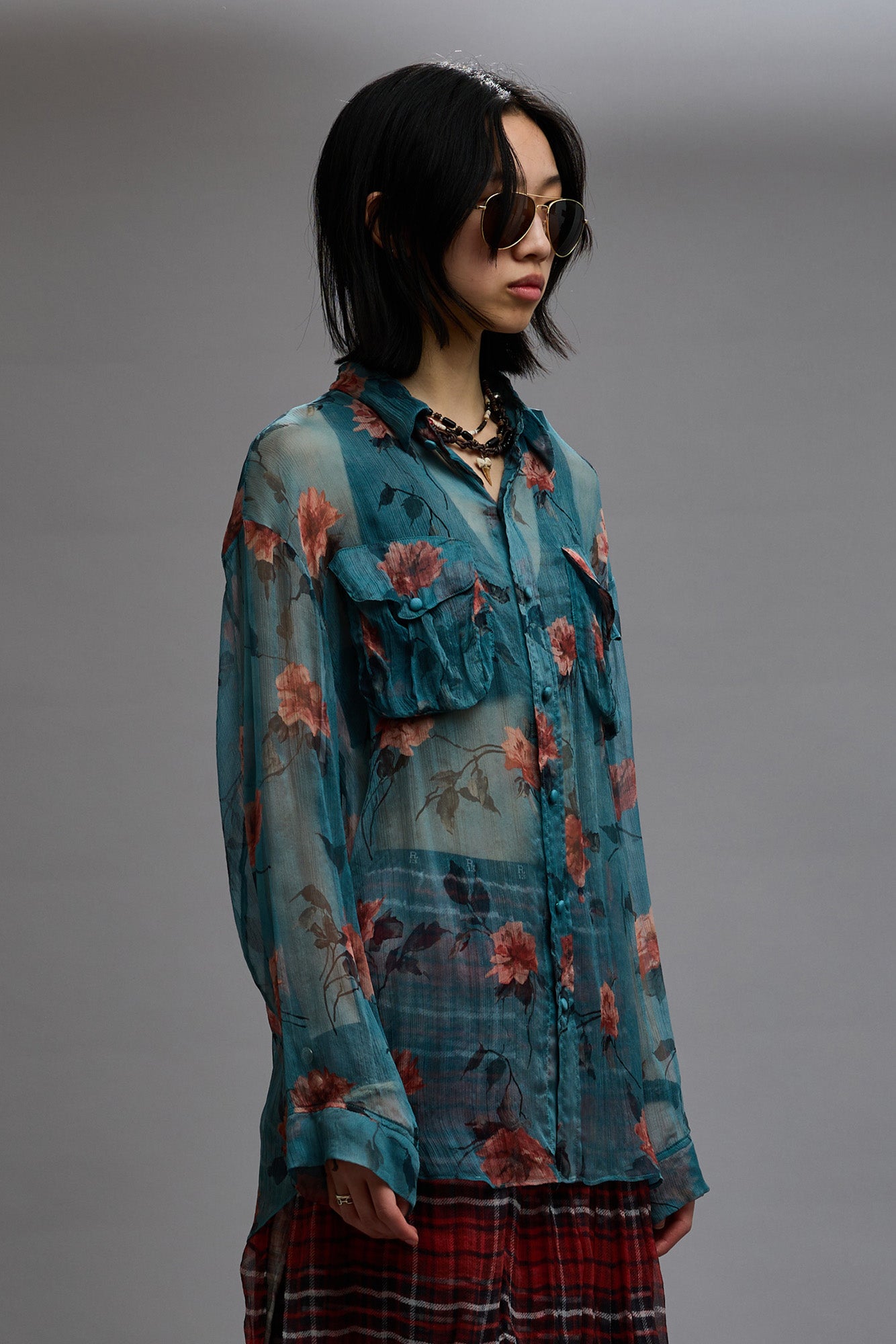 BELLOW POCKET RELAXED SHIRT - BLUE FLORAL - R13