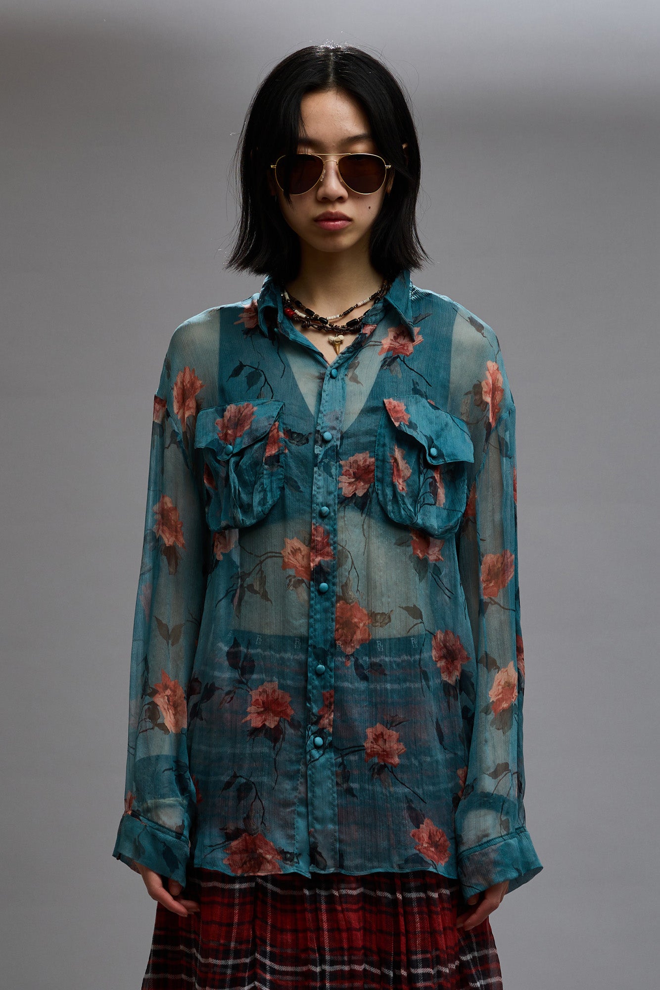 BELLOW POCKET RELAXED SHIRT - BLUE FLORAL - R13