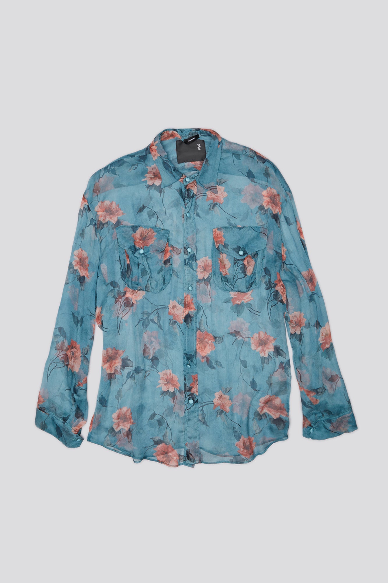 BELLOW POCKET RELAXED SHIRT - BLUE FLORAL - R13