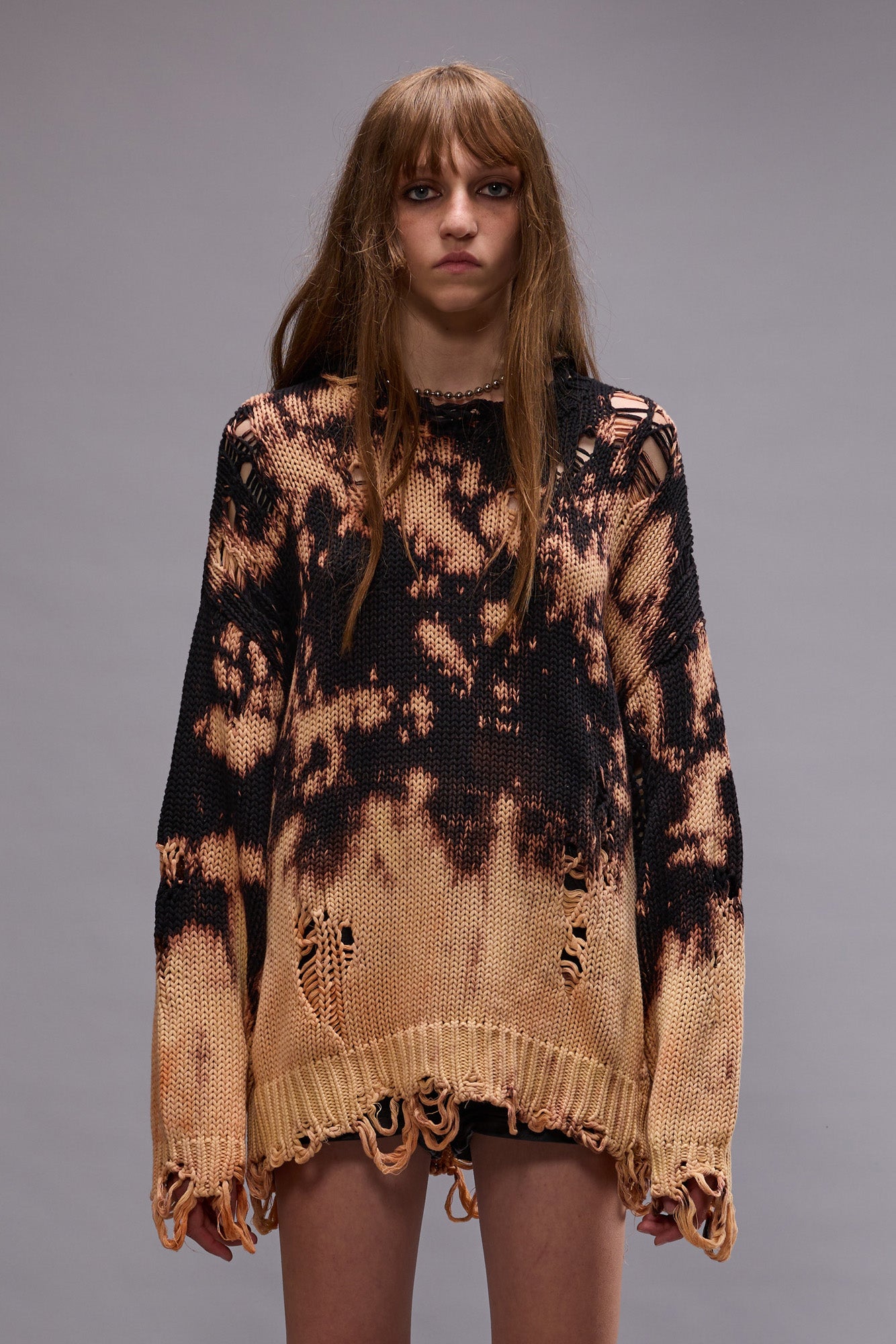 BLEACHED OVERSIZED SWEATER - BLEACHED BLACK - R13