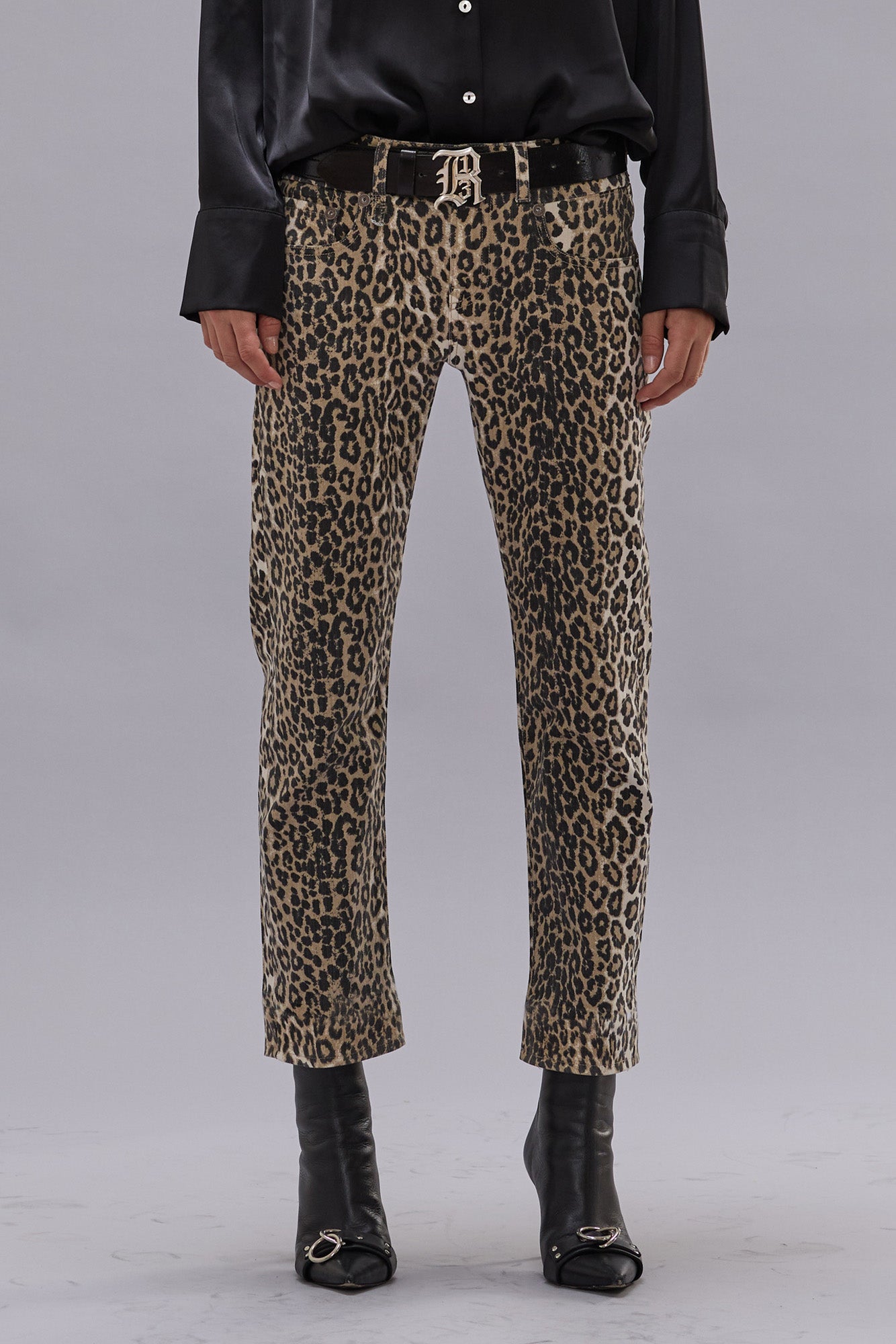 BOY STRAIGHT - ECRU LEOPARD STRETCH - R13