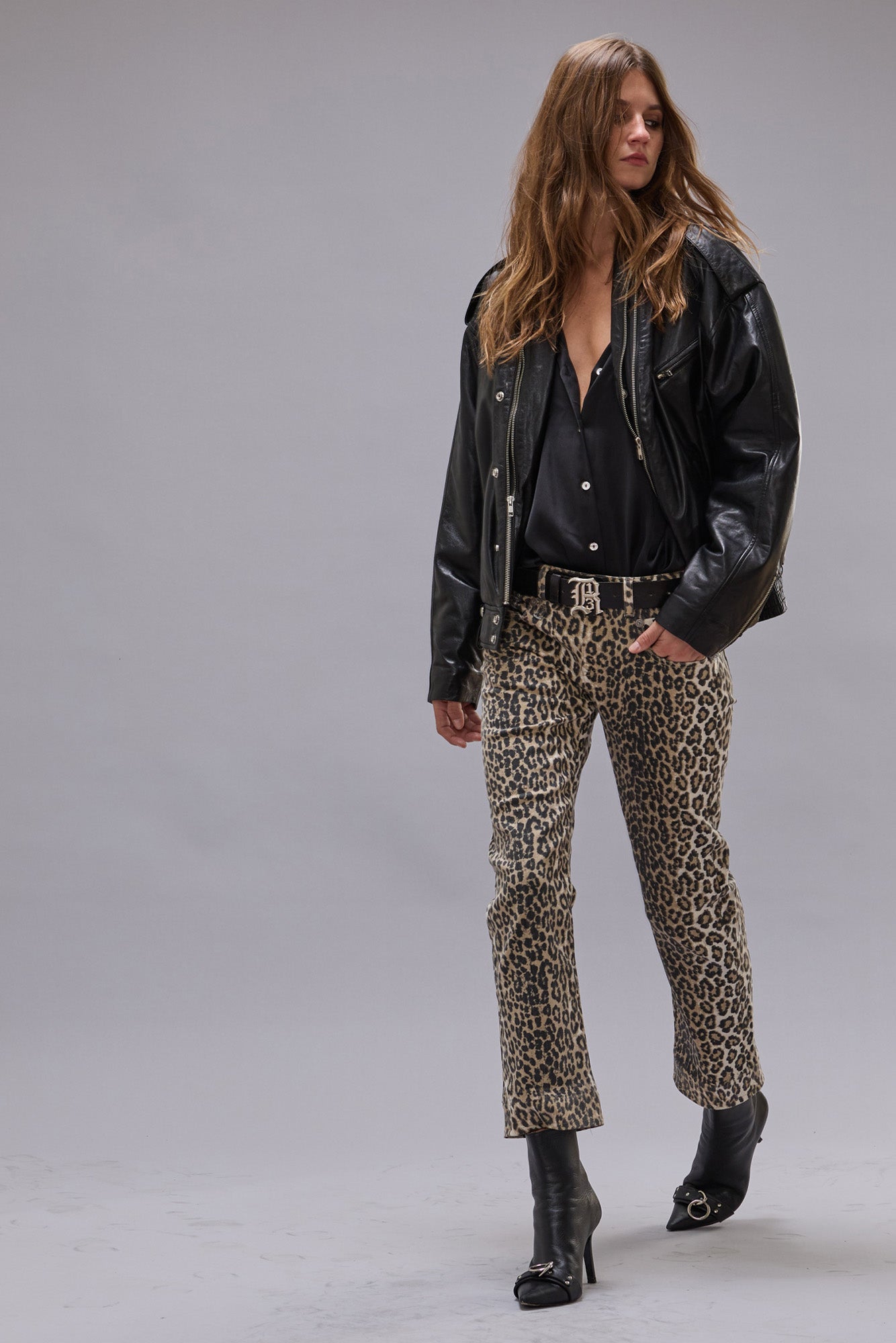 BOY STRAIGHT - ECRU LEOPARD STRETCH