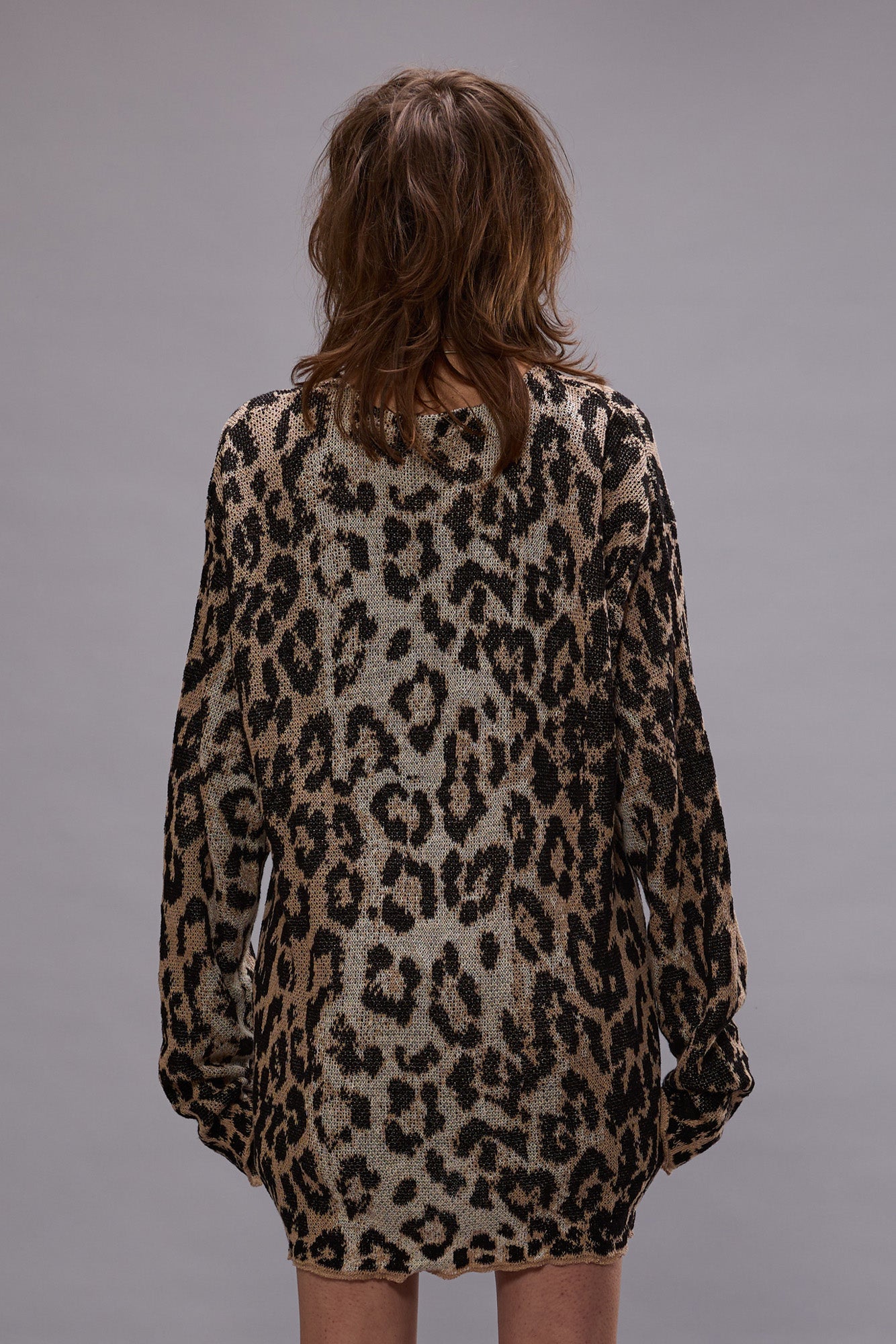 BOYFRIEND CARDIGAN - LIGHT LEOPARD JACQUARD - R13