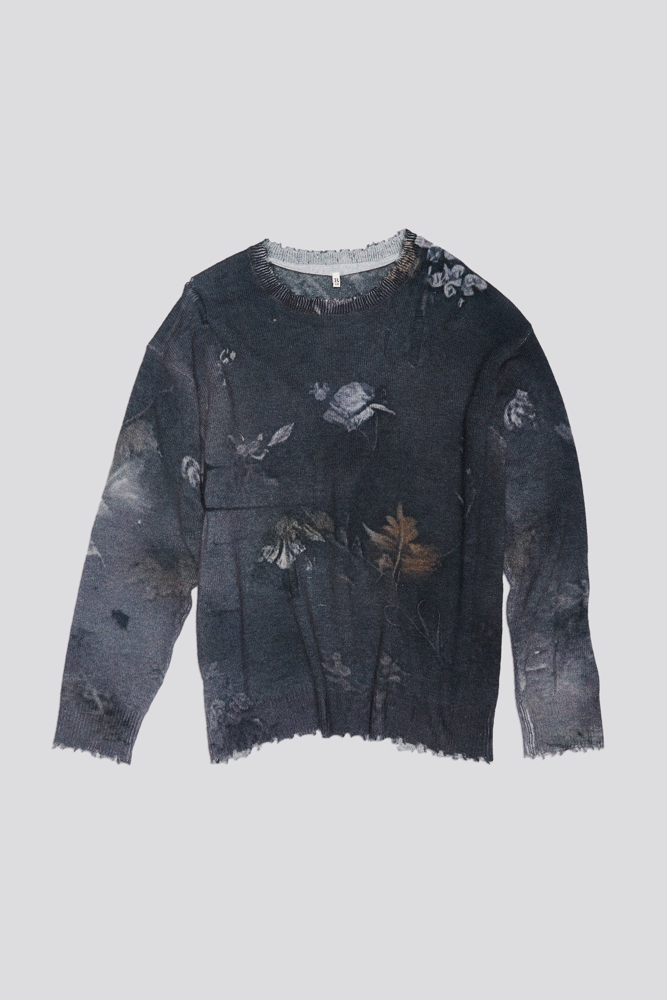 BOYFRIEND SWEATER - BLACK FLORAL - R13