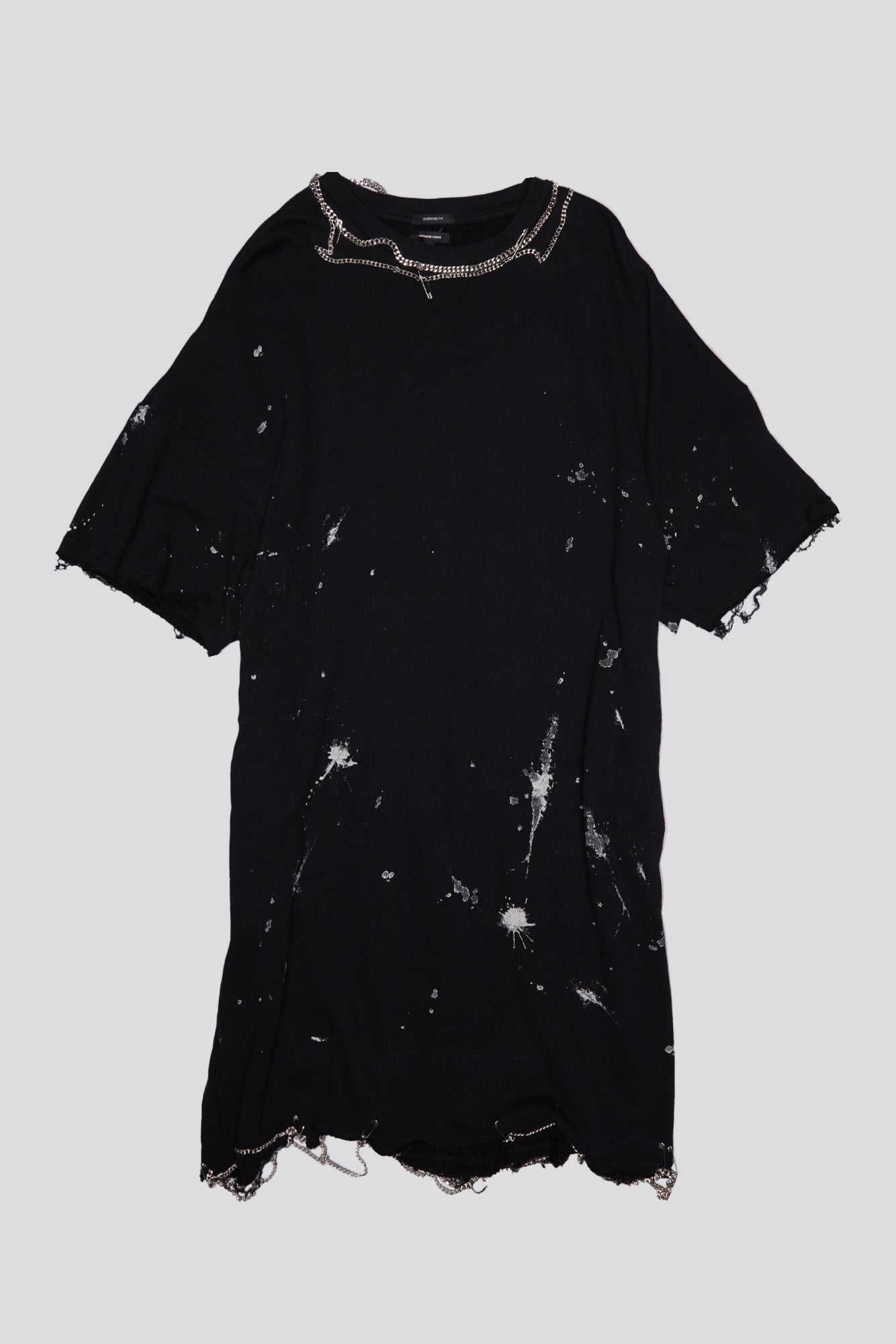 CHAIN EMBELLISHED SHIRTDRESS - SPLATTERED BLACK - R13