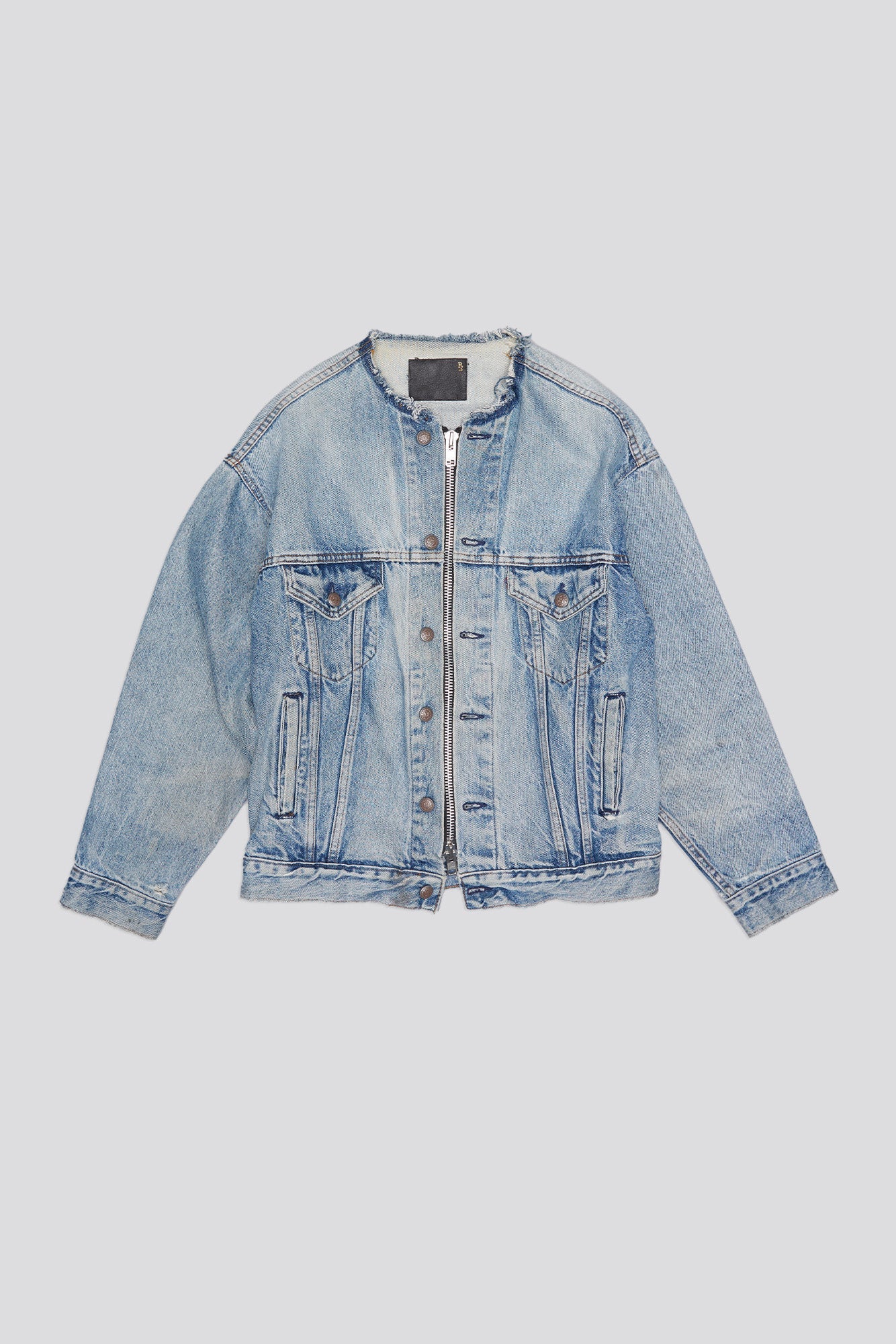 COLLARLESS TRUCKER JACKET - CAXTON BLUE - R13