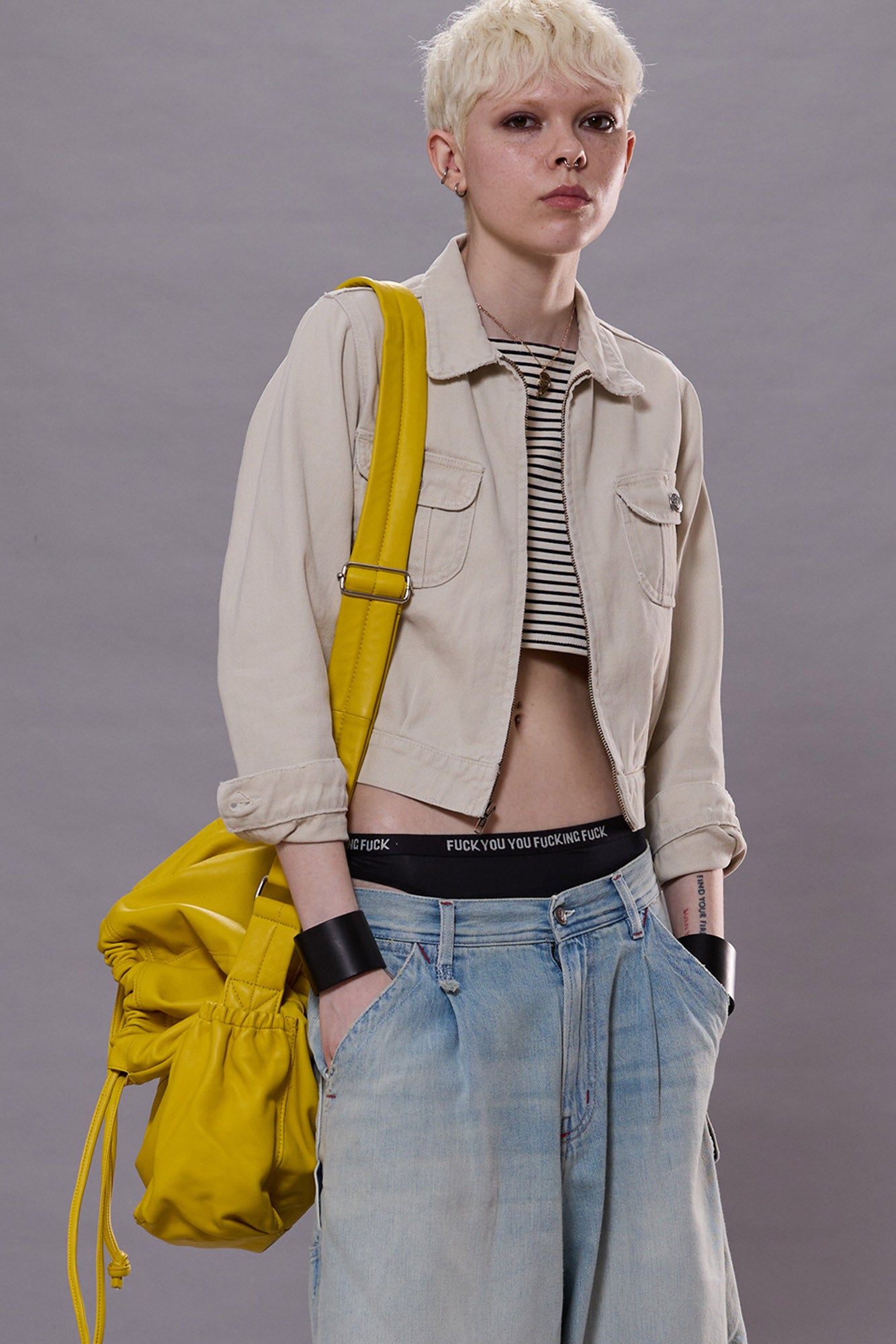 CROPPED RIDER JACKET - HEAVY IVORY TWILL