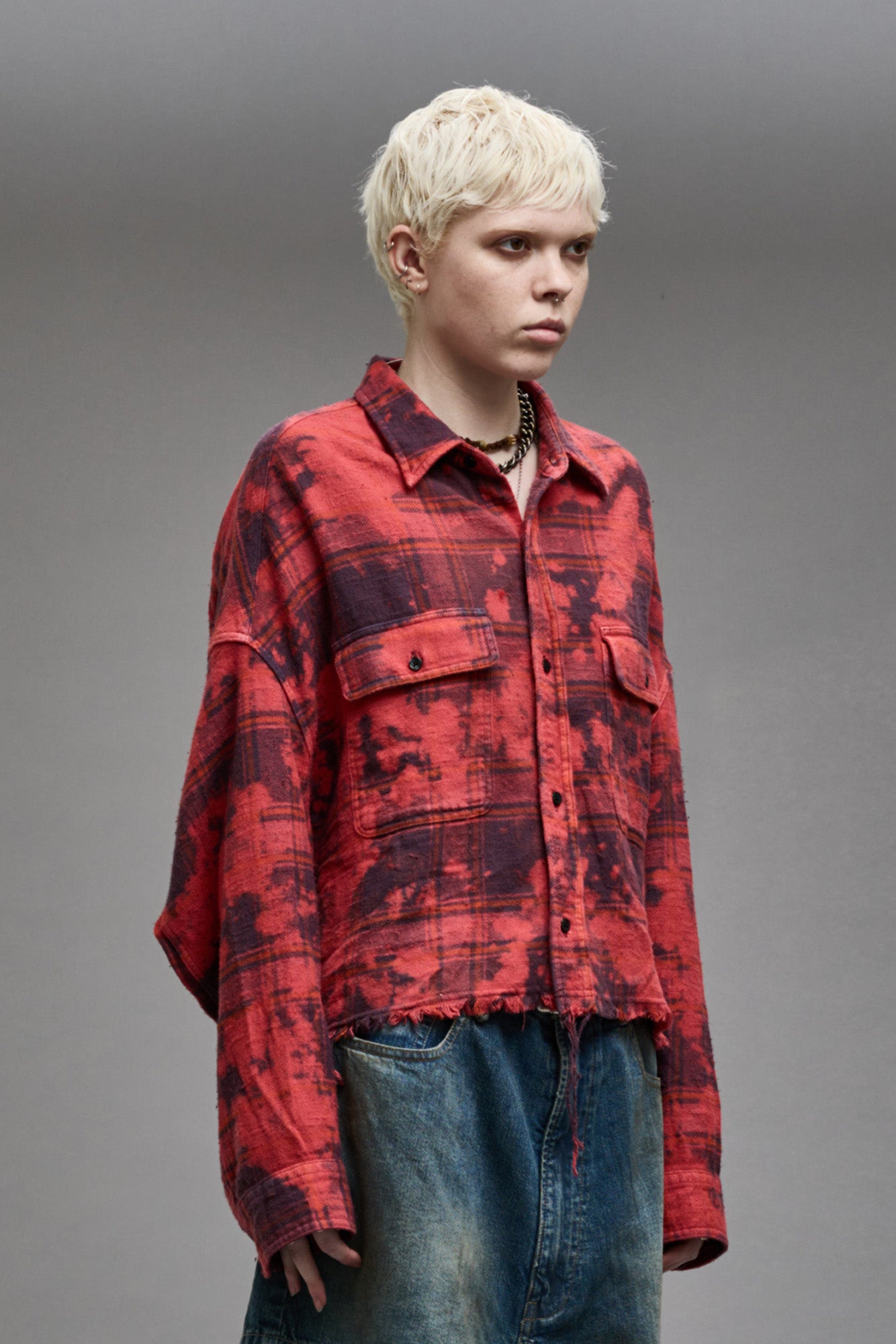 CROPPED WORKSHIRT - DUSK RED PLAID - R13