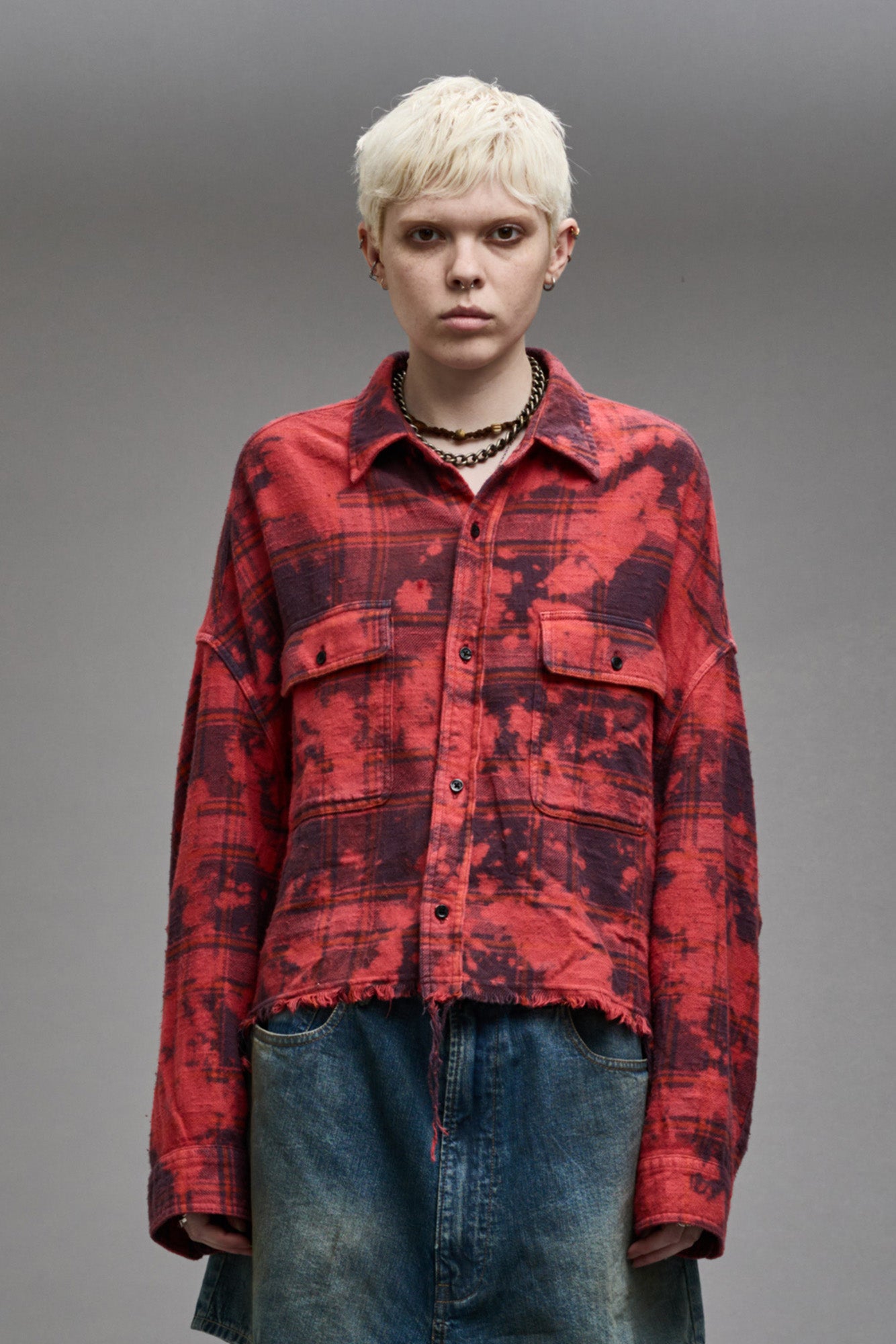 CROPPED WORKSHIRT - DUSK RED PLAID - R13