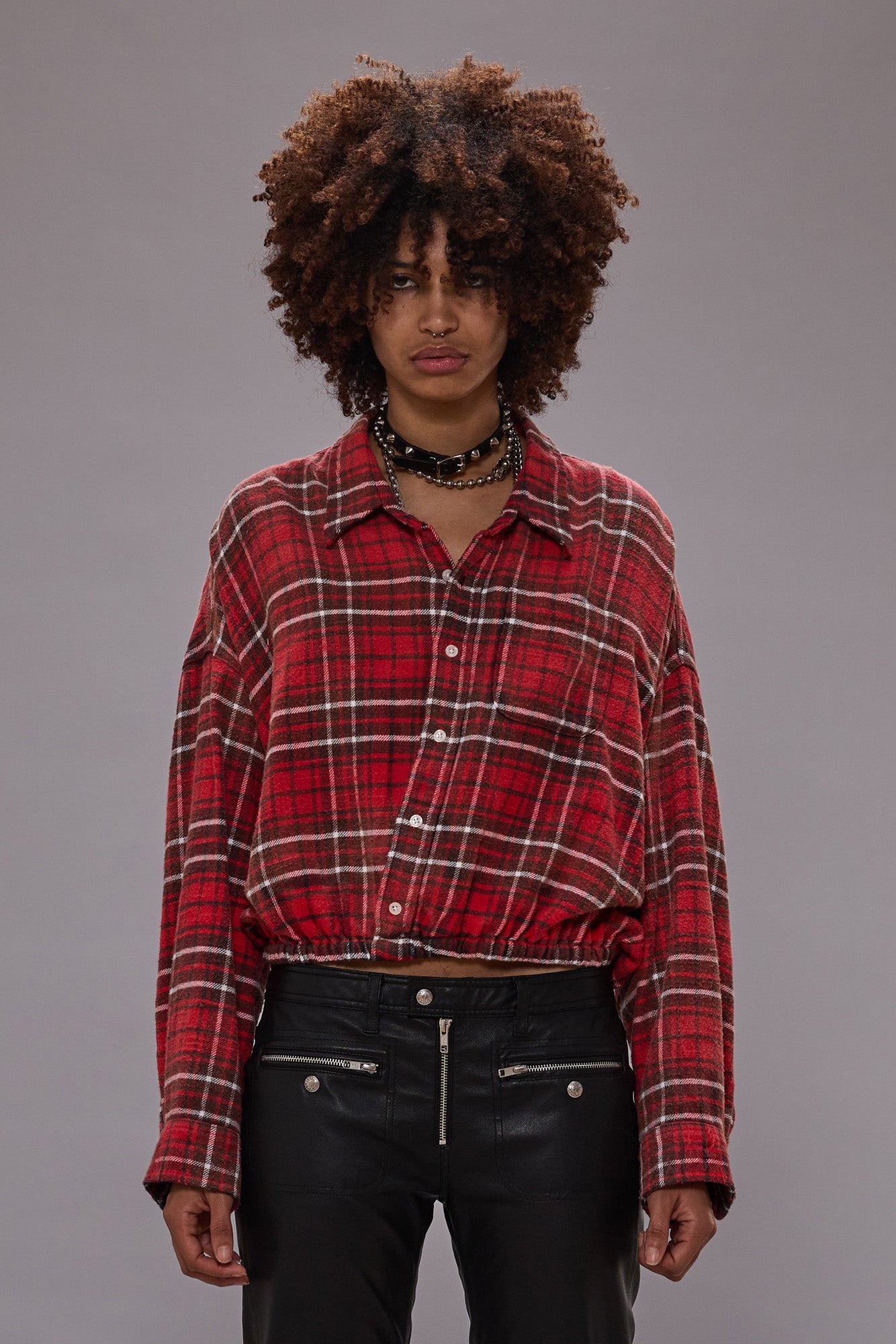 CROSSOVER BUBBLE SHIRT - WASHED RED PLAID - R13