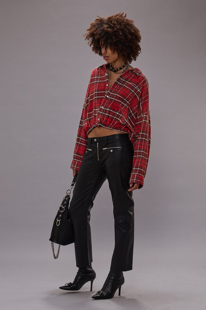 CROSSOVER BUBBLE SHIRT - WASHED RED PLAID