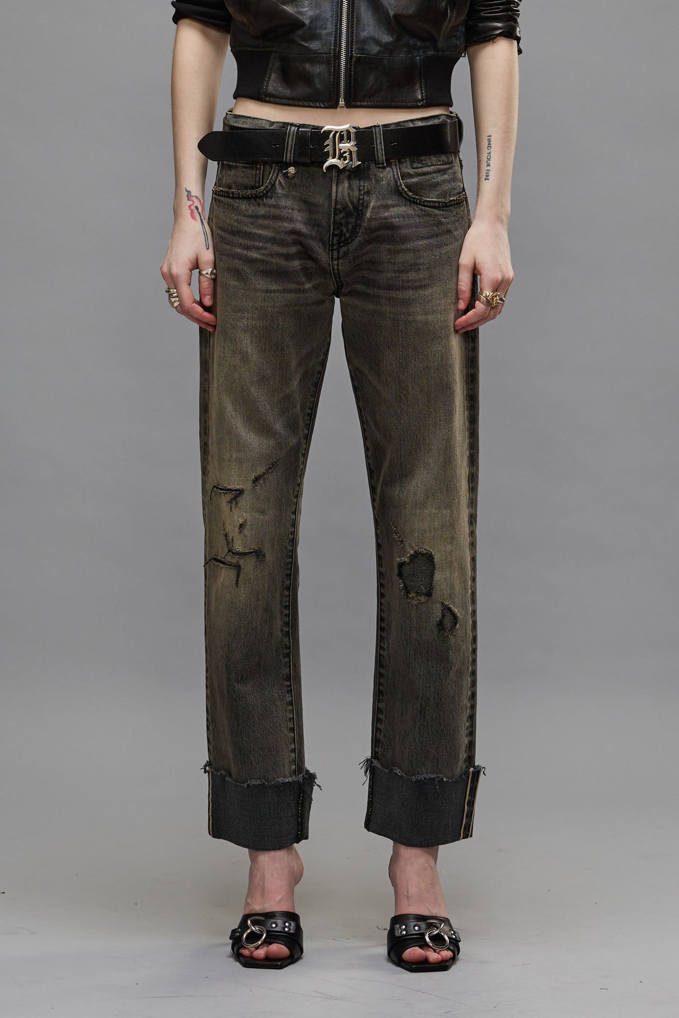 CUFFED ROMEO JEAN - HAYNE SELVEDGE BLACK - R13