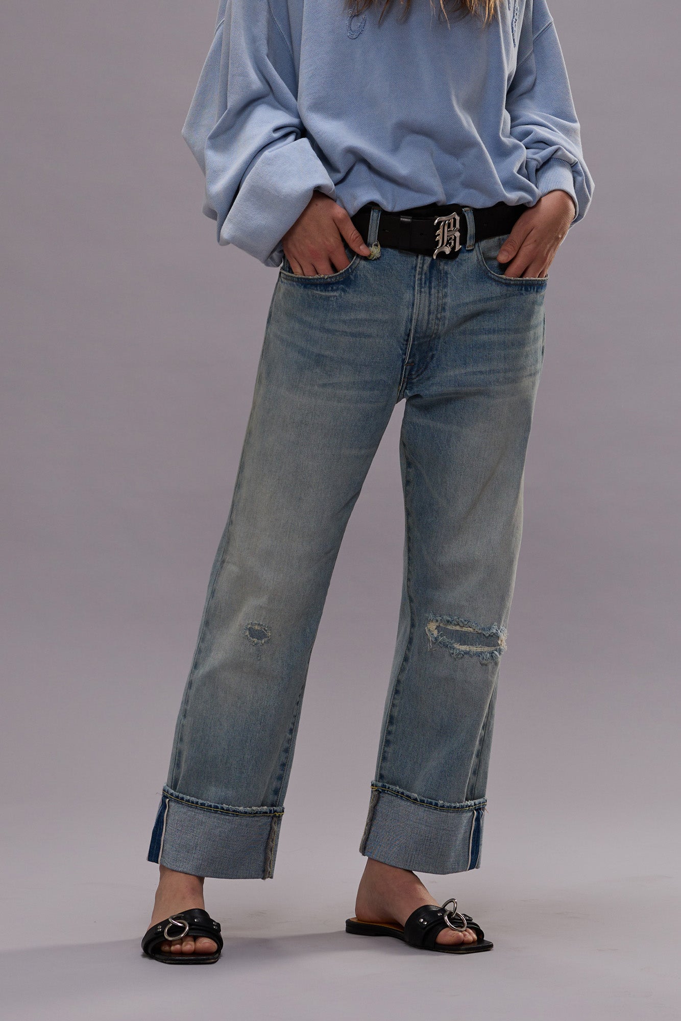 CUFFED X-BOYFRIEND JEAN - ELROY SELVEDGE BLUE