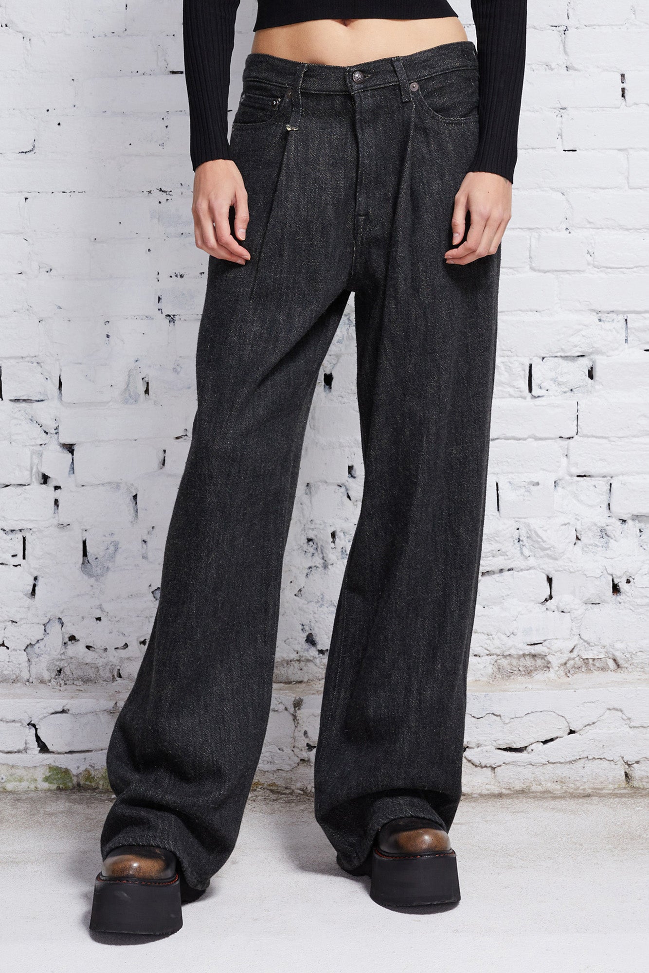 DAMON PLEATED JEAN - KOZE RINSED BLACK - R13