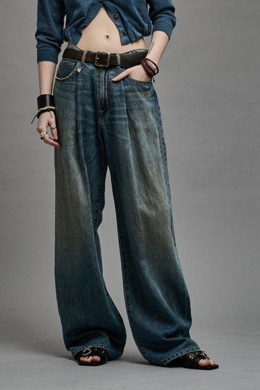 DAMON PLEATED WIDE LEG - WEBER LINEN INDIGO - R13