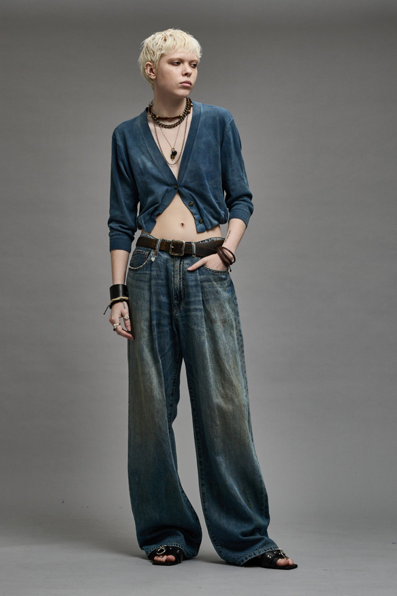 DAMON PLEATED WIDE LEG - WEBER LINEN INDIGO - R13