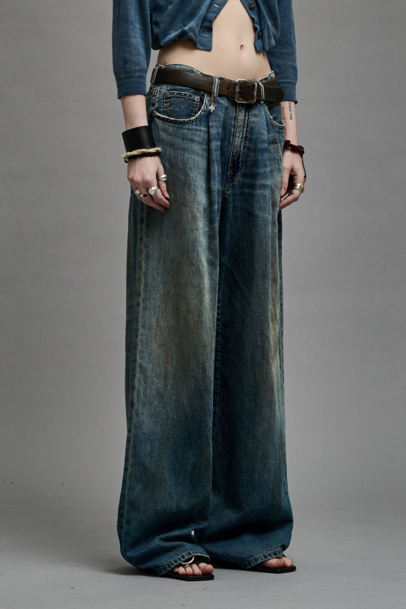 DAMON PLEATED WIDE LEG - WEBER LINEN INDIGO - R13