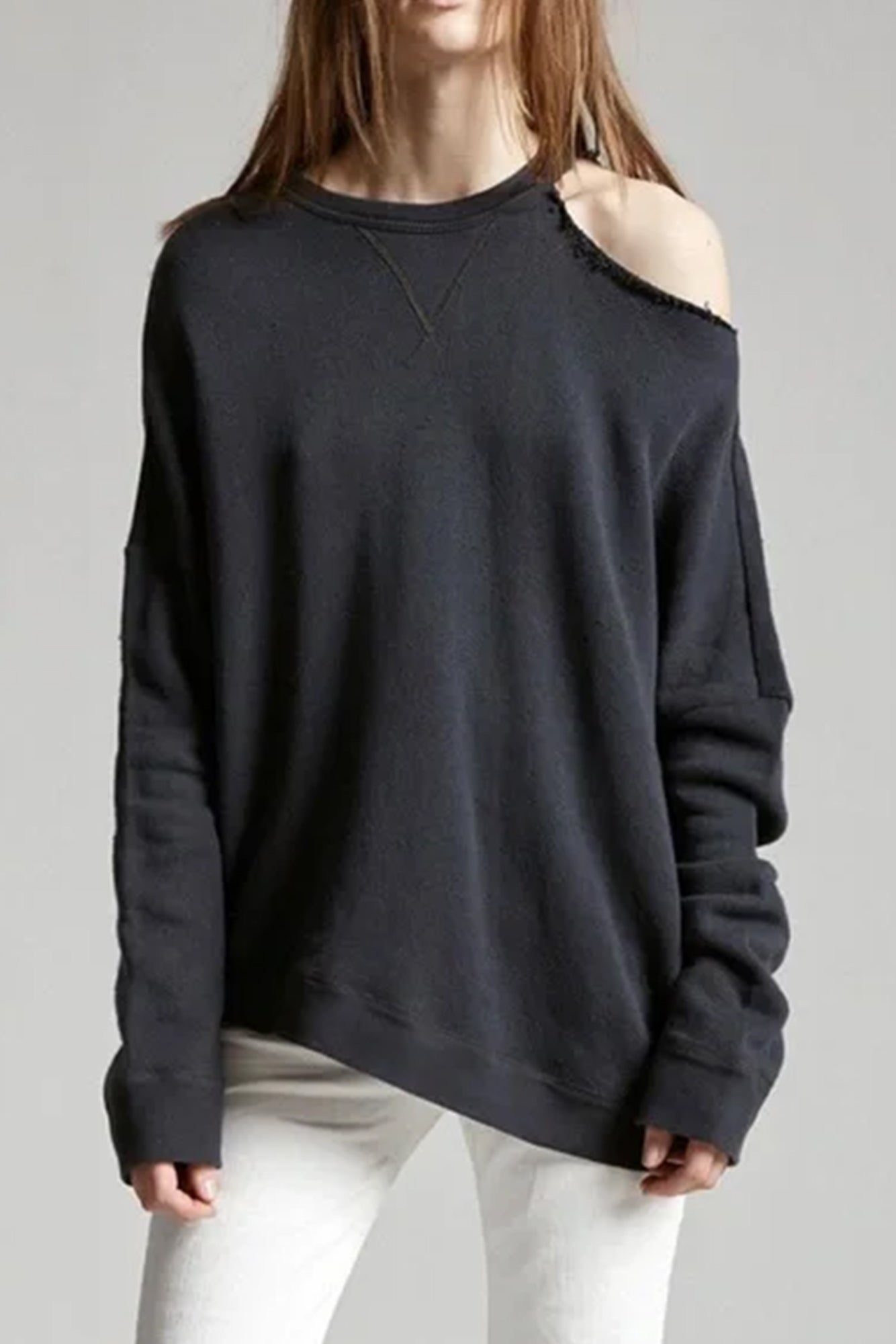 DISTORTED SWEATSHIRT - BLACK - R13