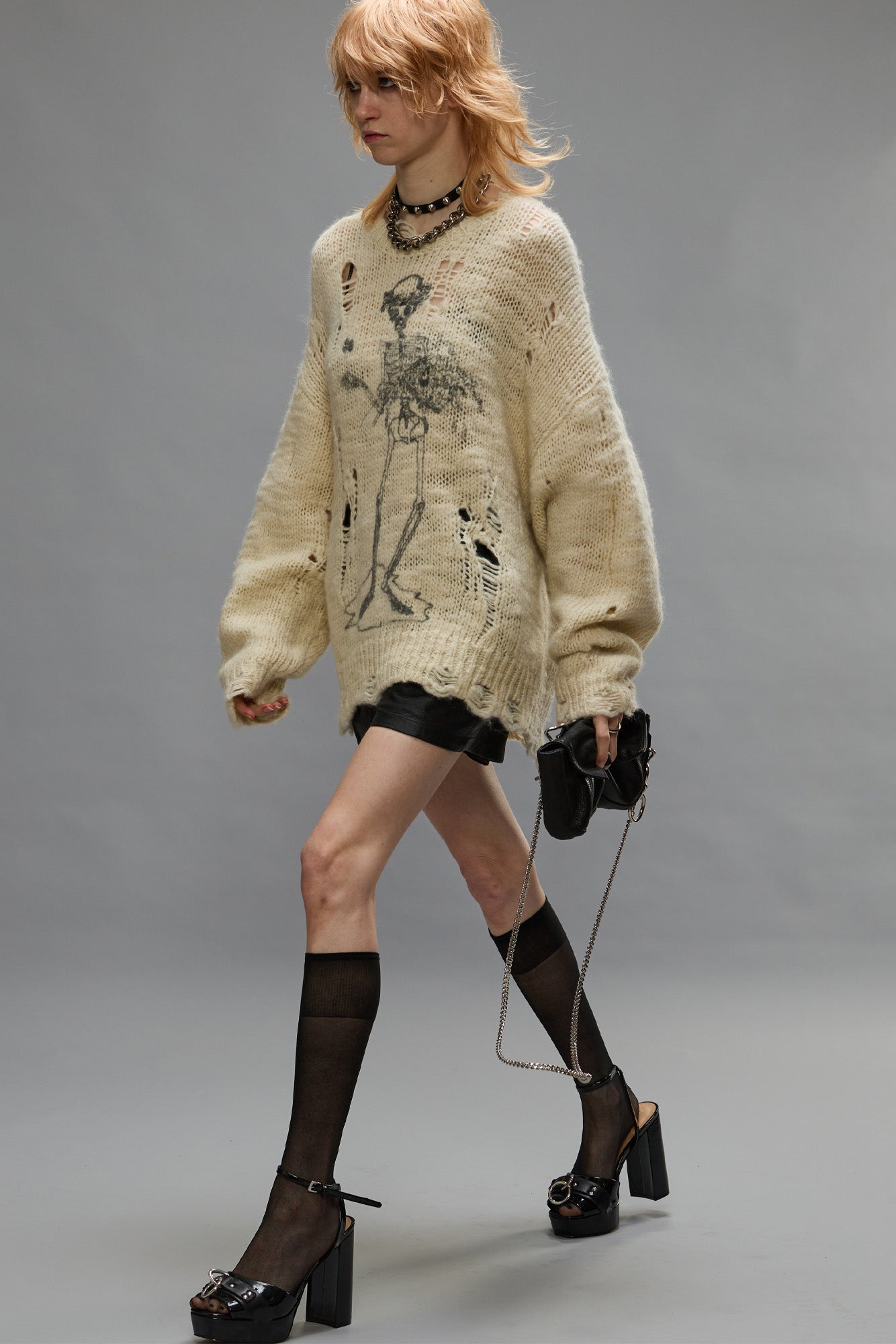 Distressed cream sweater hot sale