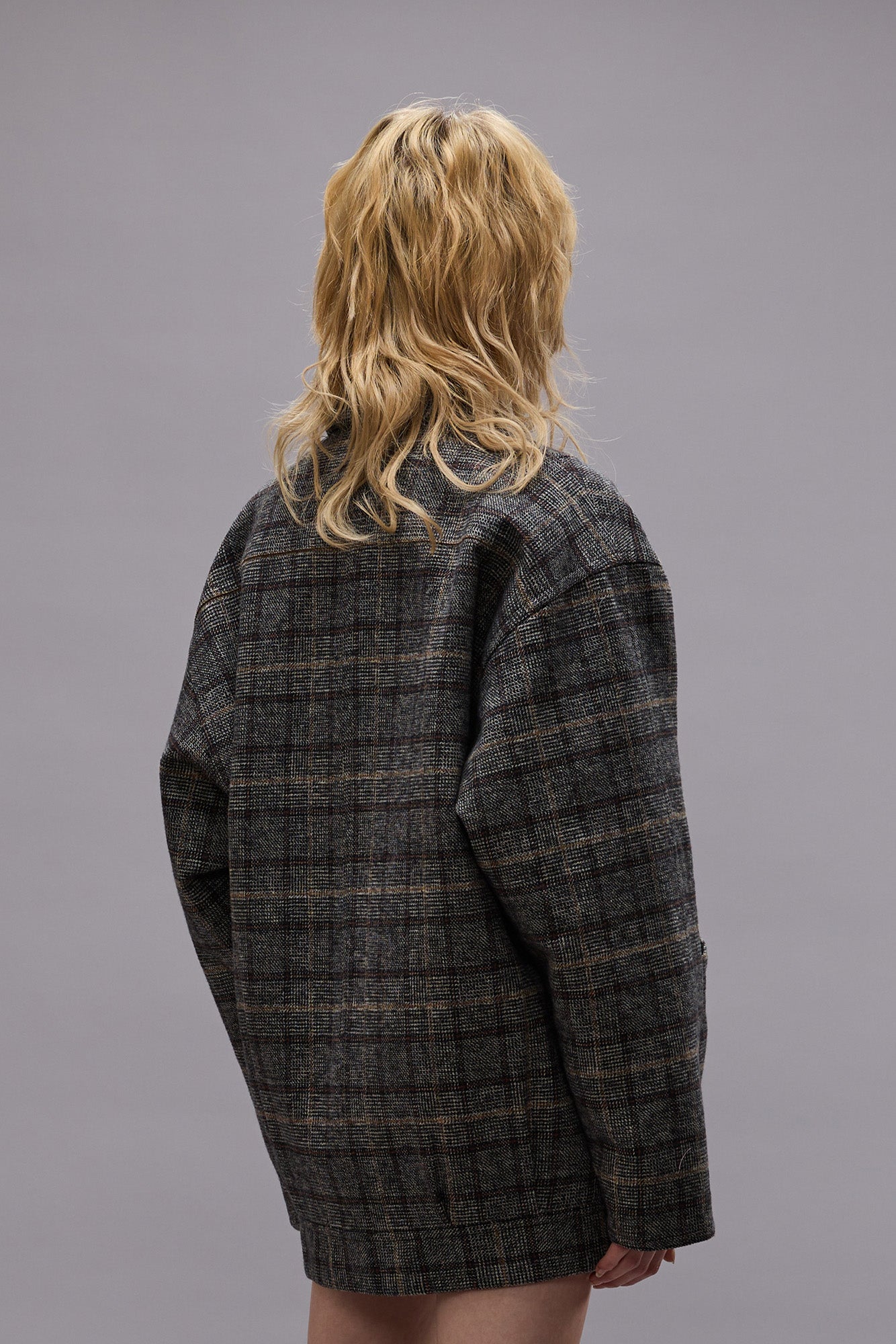 DOUBLE BREASTED JACKET - GREY PLAID - R13