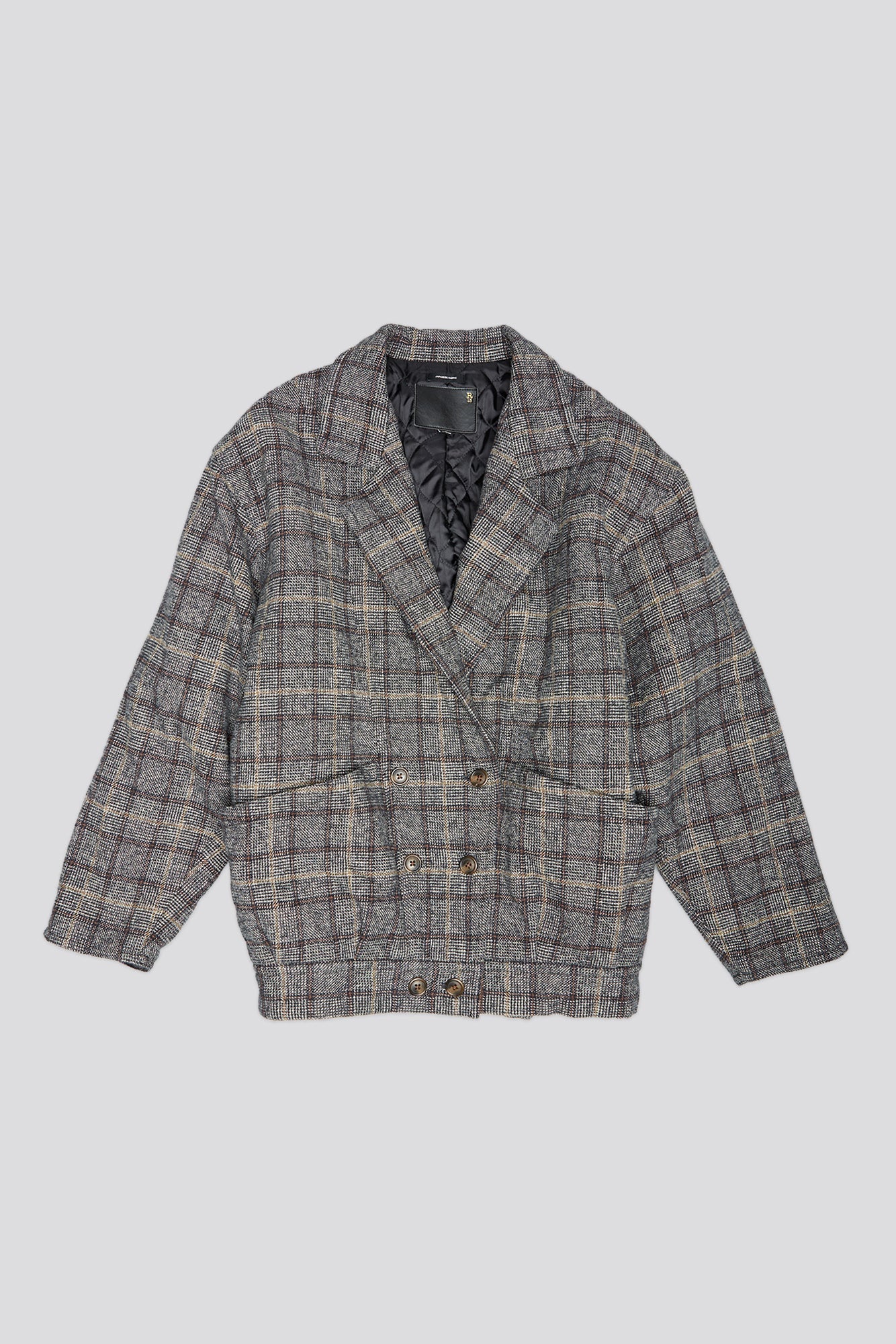 DOUBLE BREASTED JACKET - GREY PLAID - R13