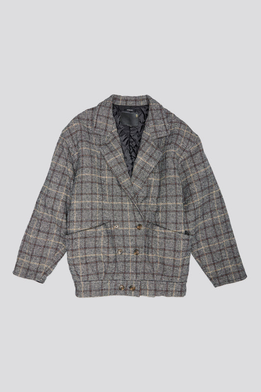 DOUBLE BREASTED JACKET - GREY PLAID - R13