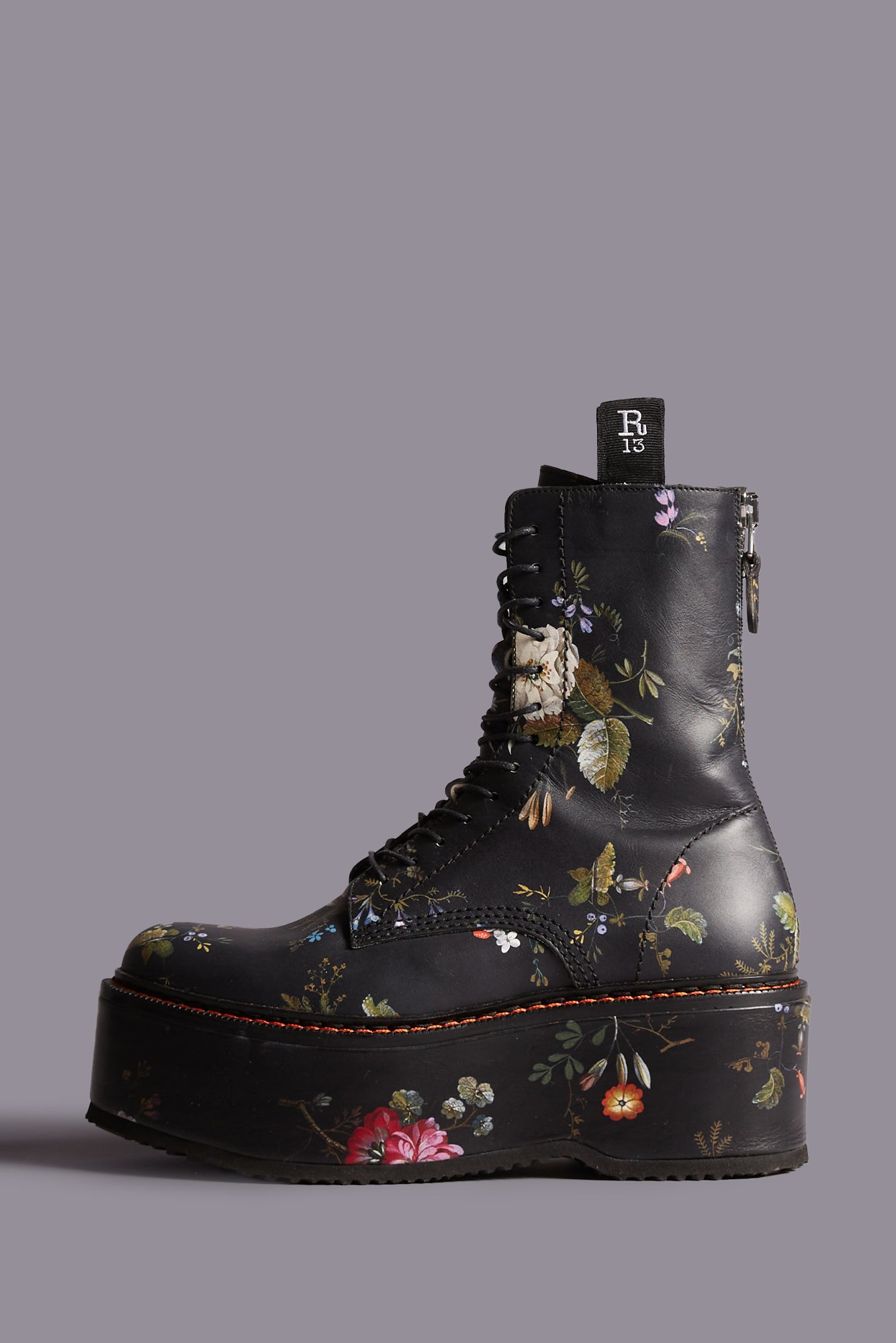 DOUBLE STACK BOOT - BLACK FLORAL - R13