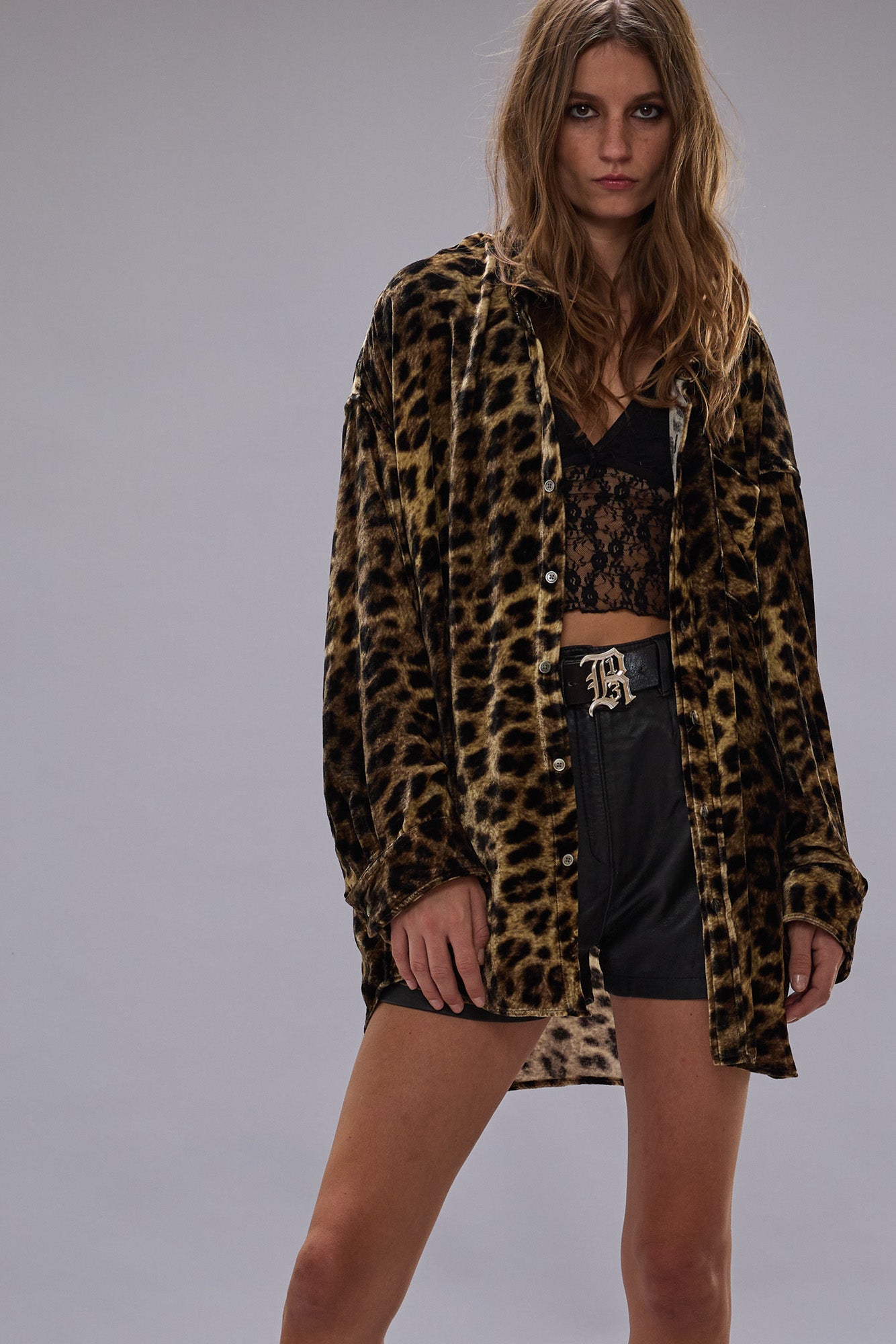 DROP NECK SHIRT - LEOPARD VELVET - R13