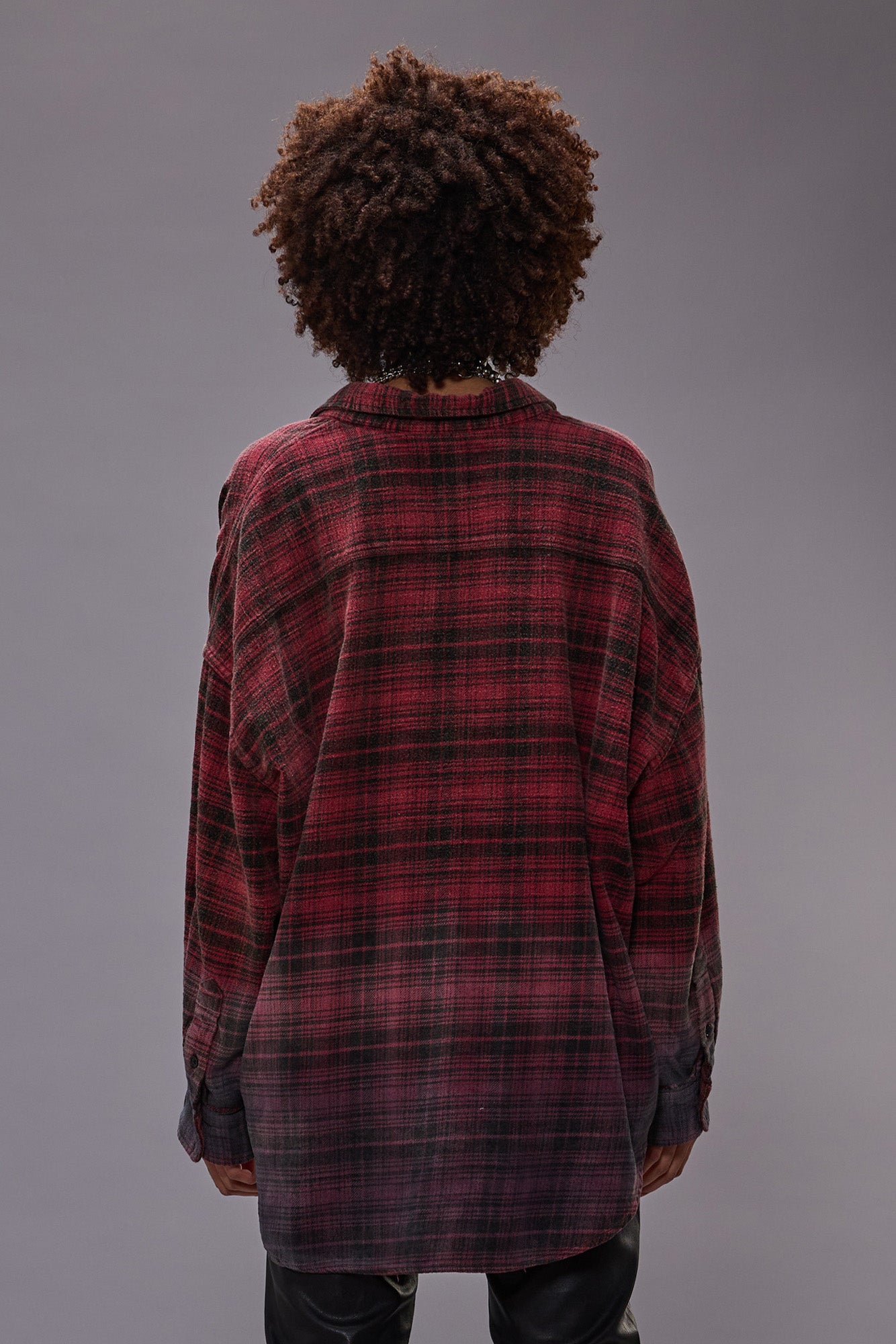 DROP NECK WORKSHIRT - DIP DYE RED PLAID - R13