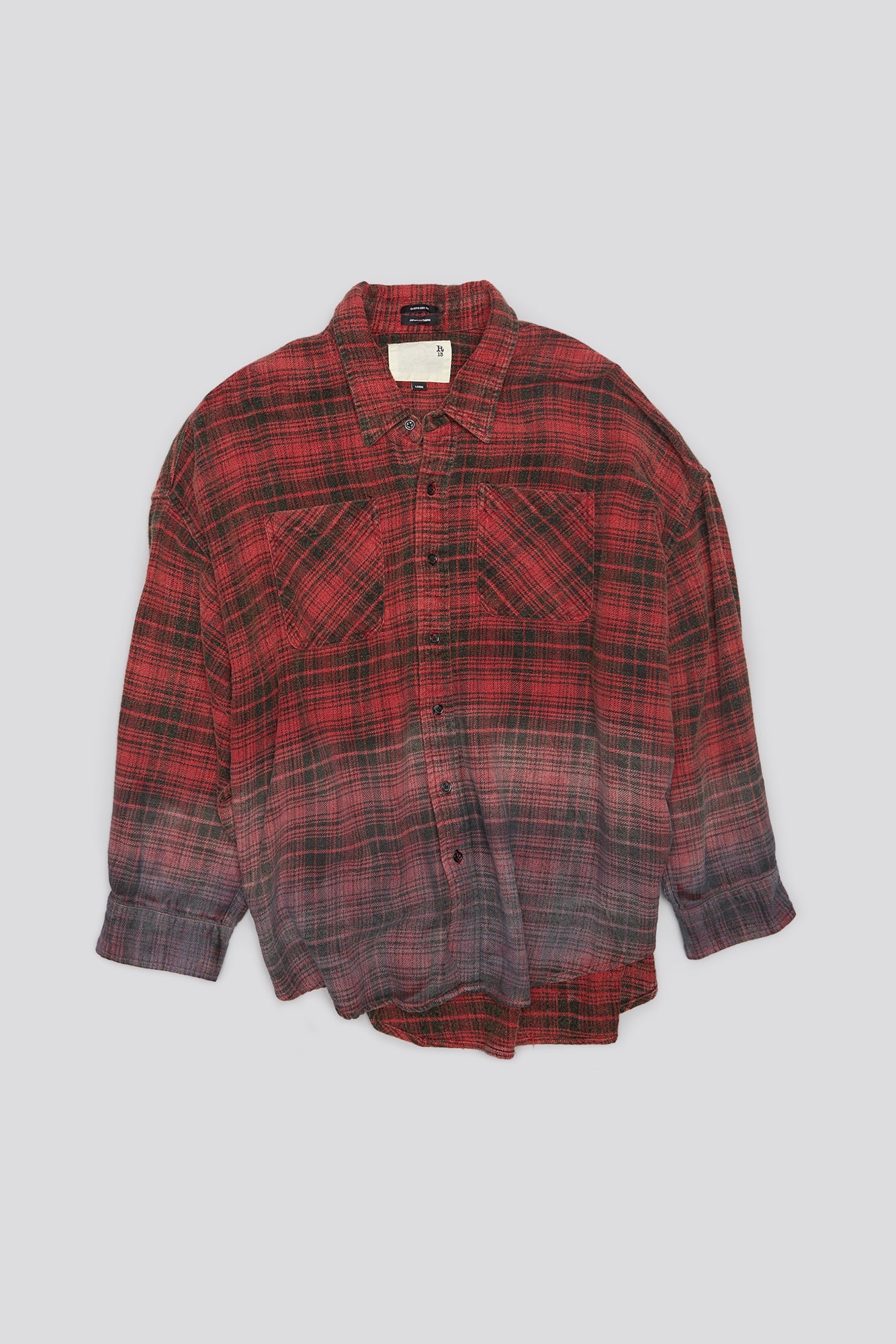 DROP NECK WORKSHIRT - DIP DYE RED PLAID - R13