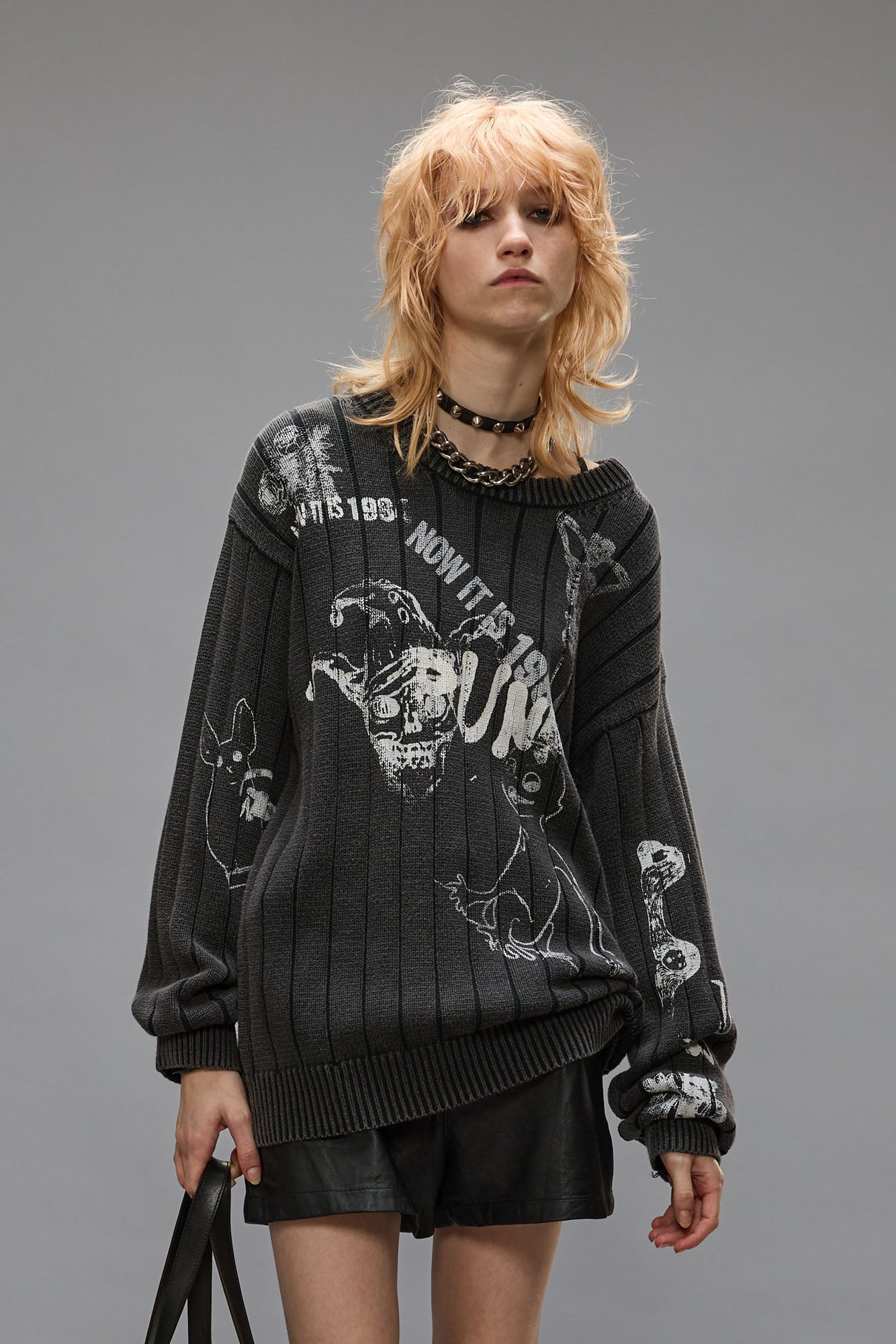 DROP NEEDLE SWEATER - ACID BLACK - R13