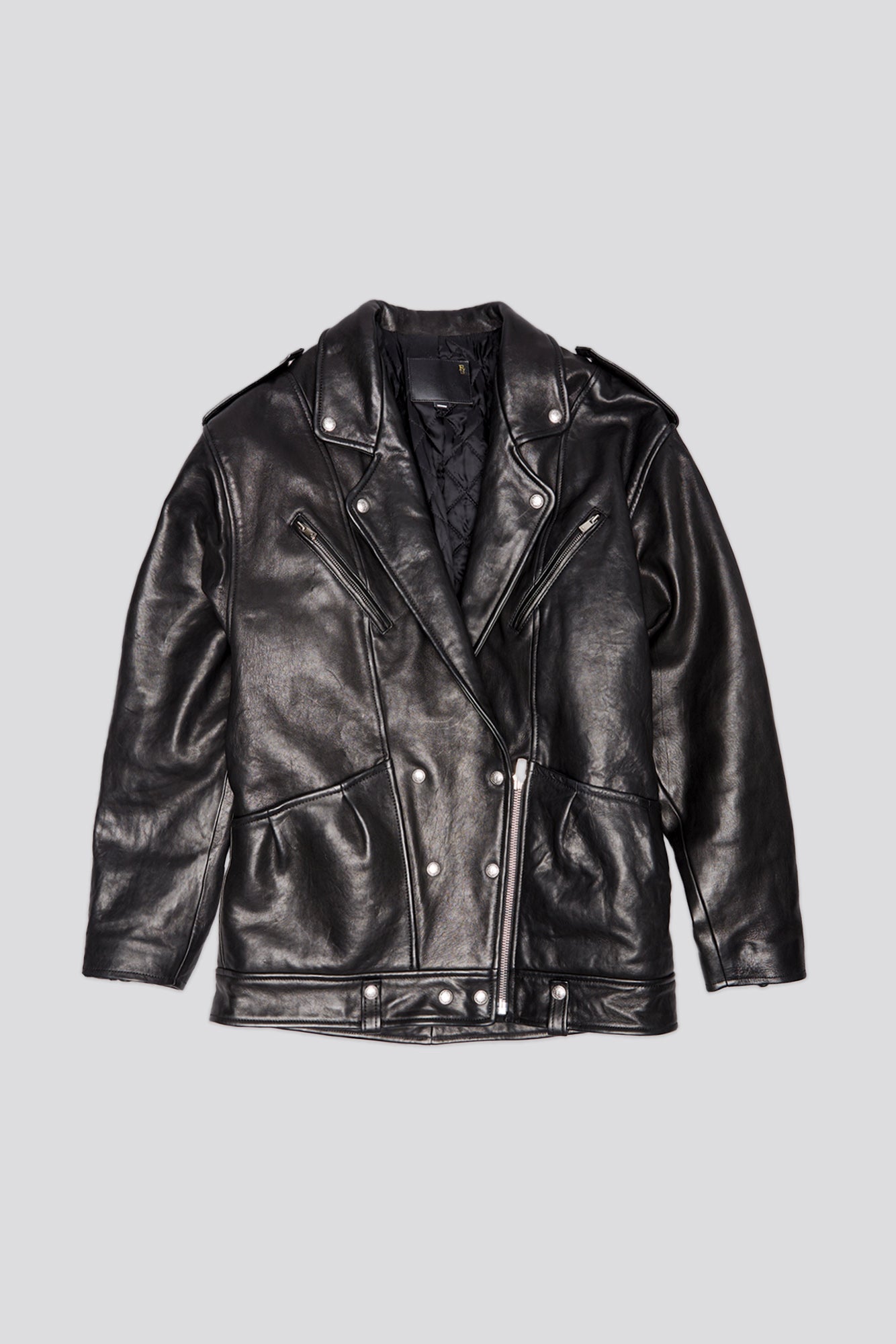 ELONGATED MOTORCYCLE JACKET - BLACK - R13