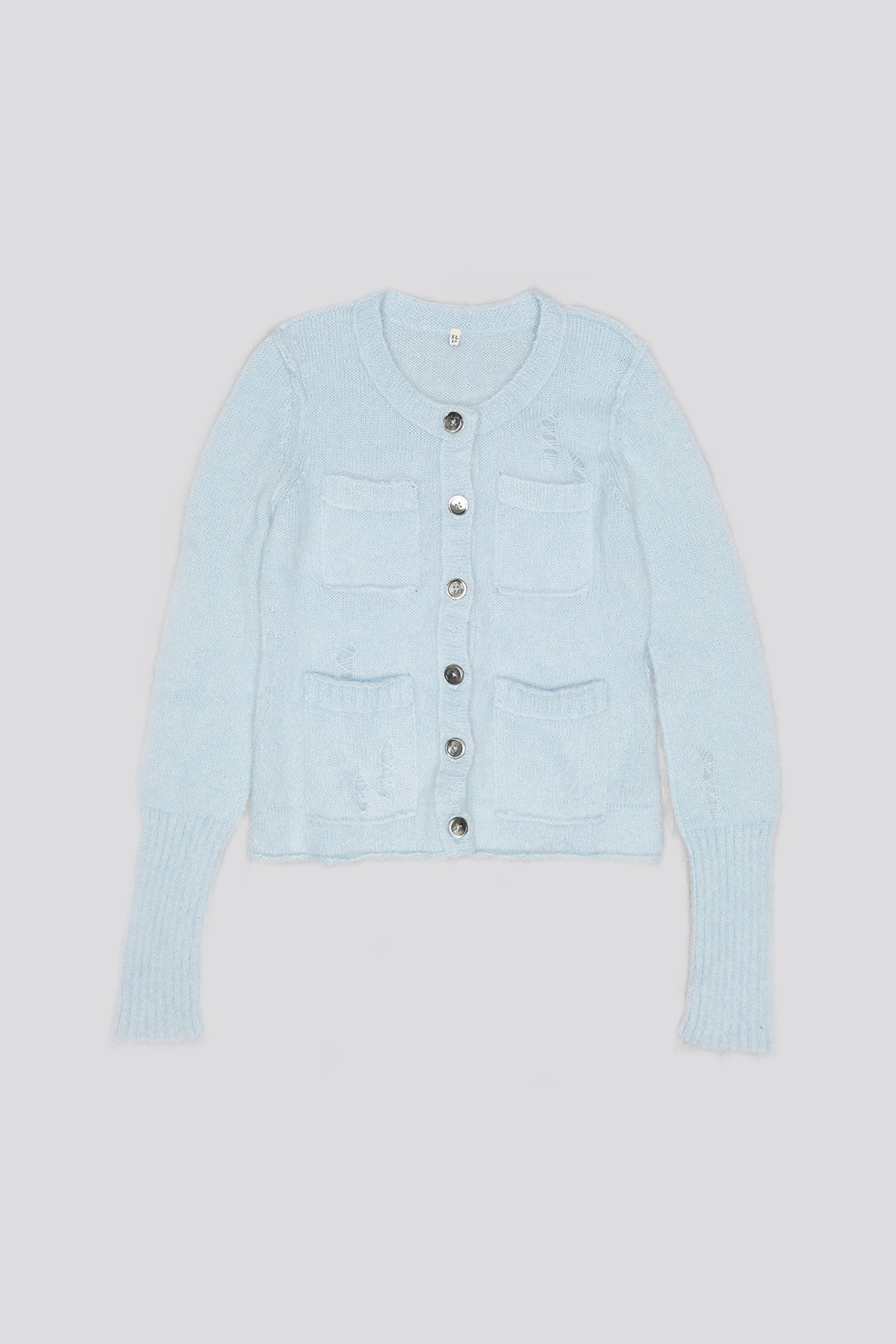 ELONGATED SHRUNKEN CREWNECK CARDIGAN - LIGHT BLUE - R13