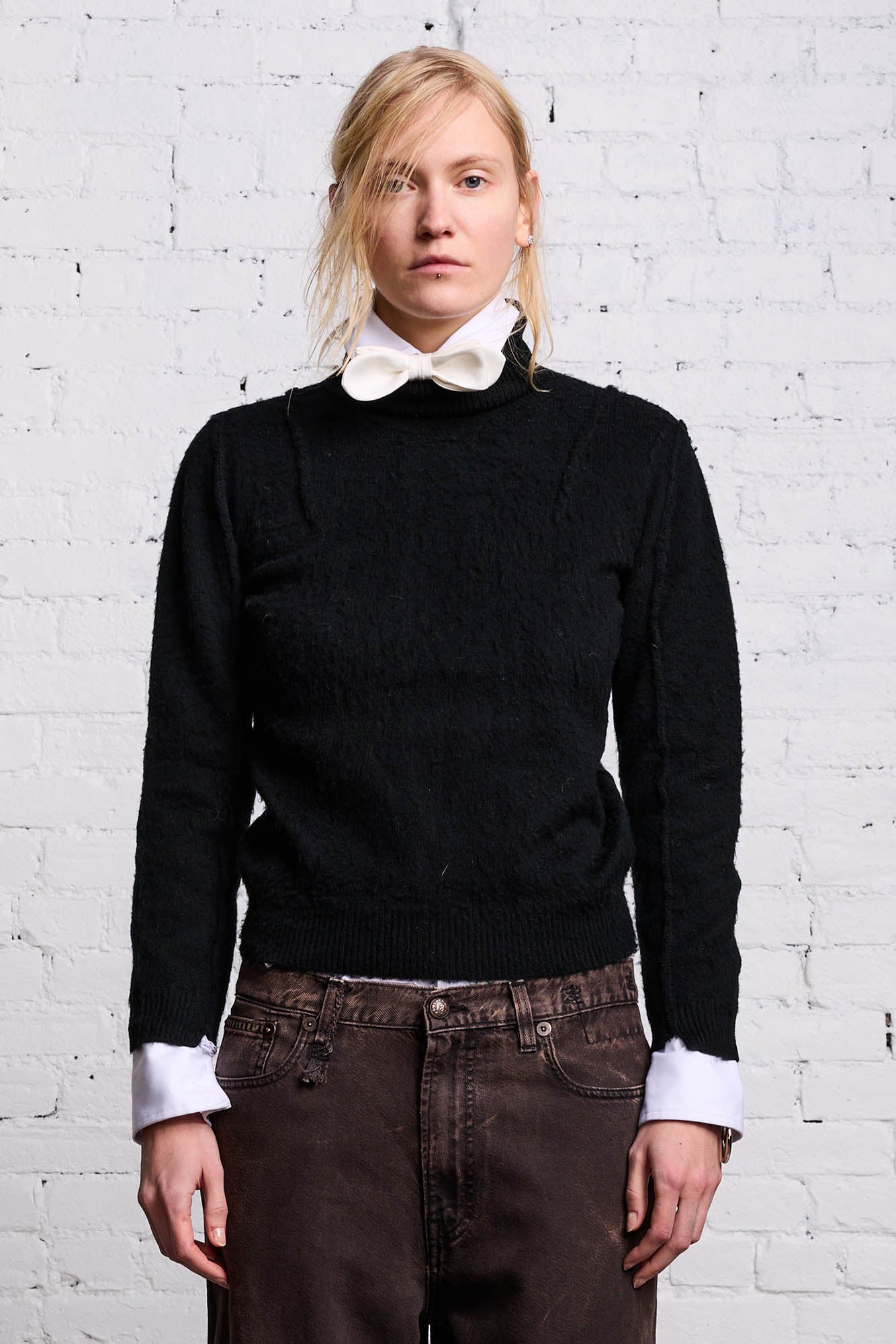 FLAT SLEEVE TURTLENECK SWEATER - BLACK - R13