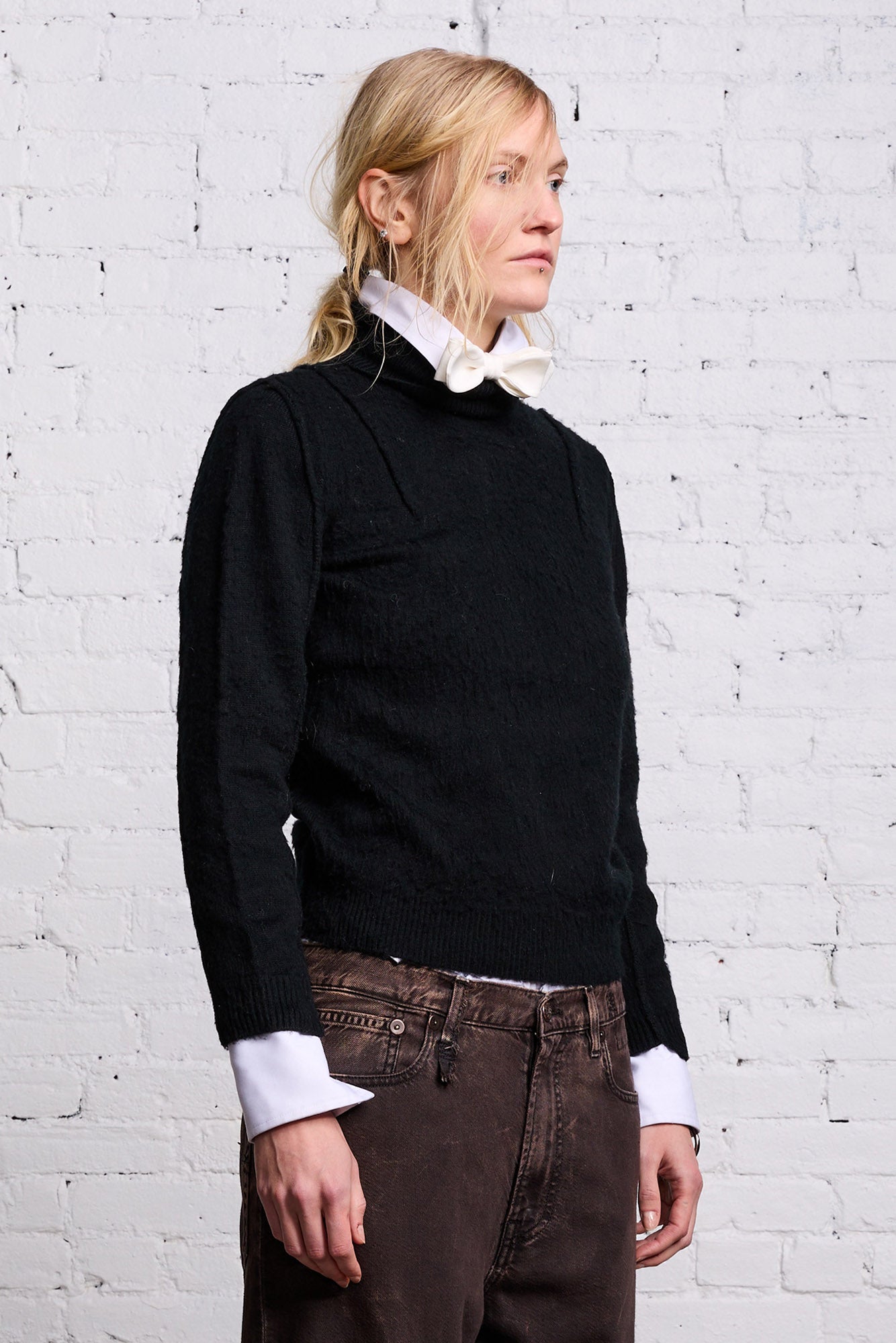 FLAT SLEEVE TURTLENECK SWEATER - BLACK - R13