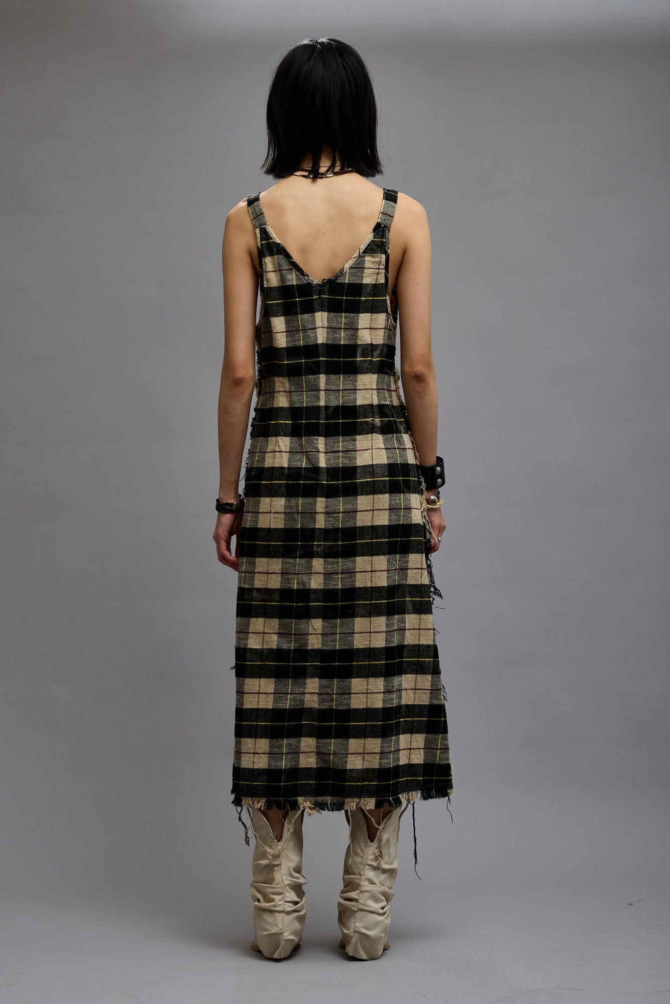 GRUNGE SLIP - BLEACHED ECRU PLAID - R13