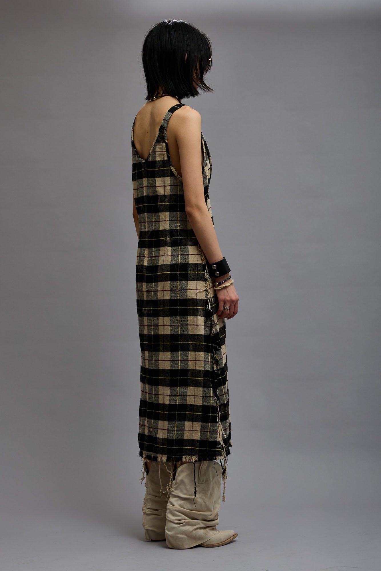 GRUNGE SLIP - BLEACHED ECRU PLAID - R13