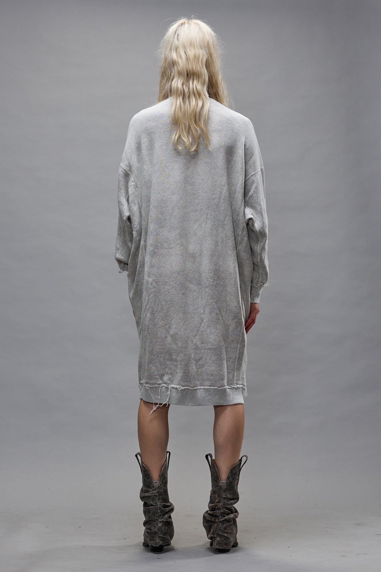 GRUNGE SWEATSHIRT DRESS - HEATHER GREY - R13